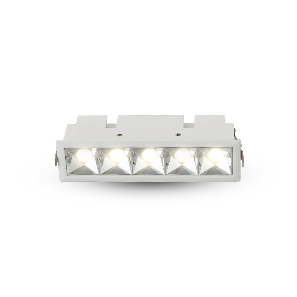 Vonn Lighting Rubik 5-Light Integrated Led 100-277V, Etl Certified, Commercial Grade Ic Rated, Fixed Recessed Downlight With Trim, Beam Angle 34, White, 6.5" L X 1.75" W X 2.25" H