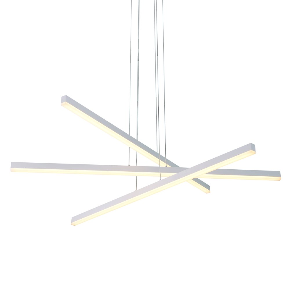 3-Light Integrated Led Pendant Lighting Height Adjustable Chandelier In White