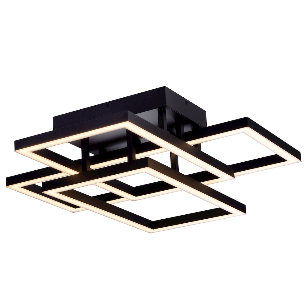 Integrated Led Ceiling Lighting Rectangular Semi Flush In Black