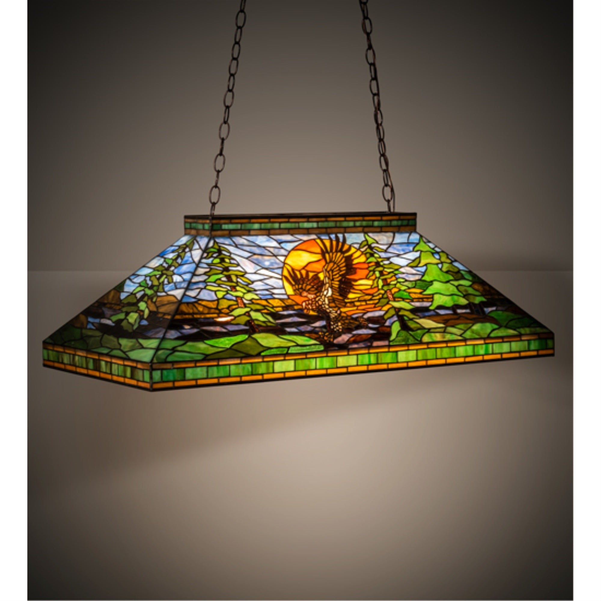 39 inch Long Eagle at Sunset Oblong Pendant