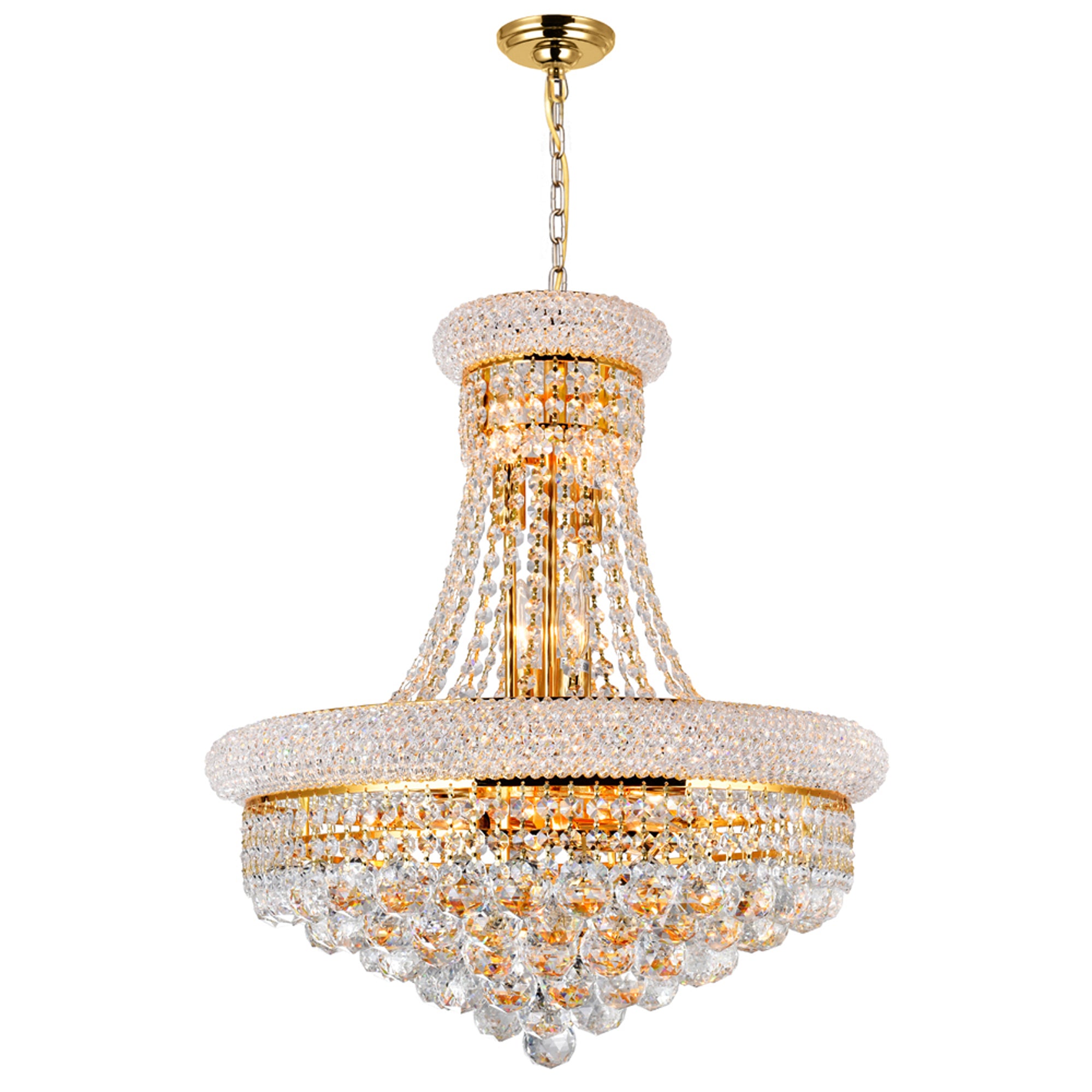 14 Light Down Chandelier with Gold finish