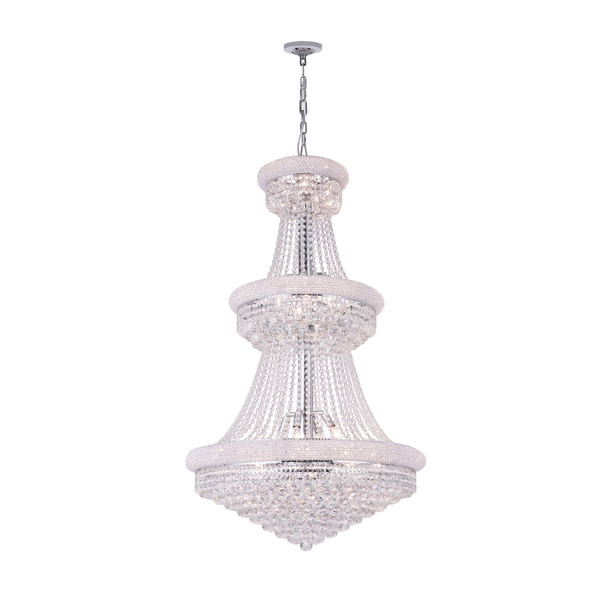 32 Light Down Chandelier with Chrome finish