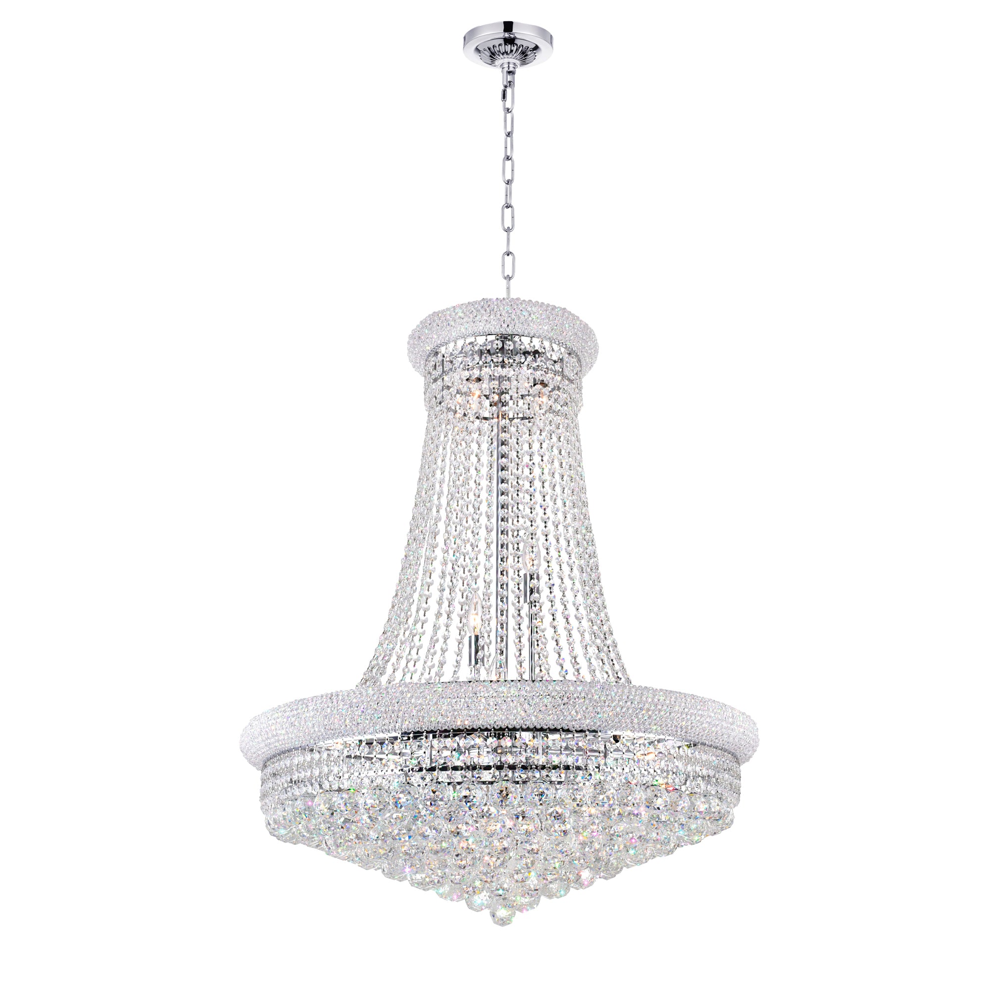 19 Light Down Chandelier with Chrome finish