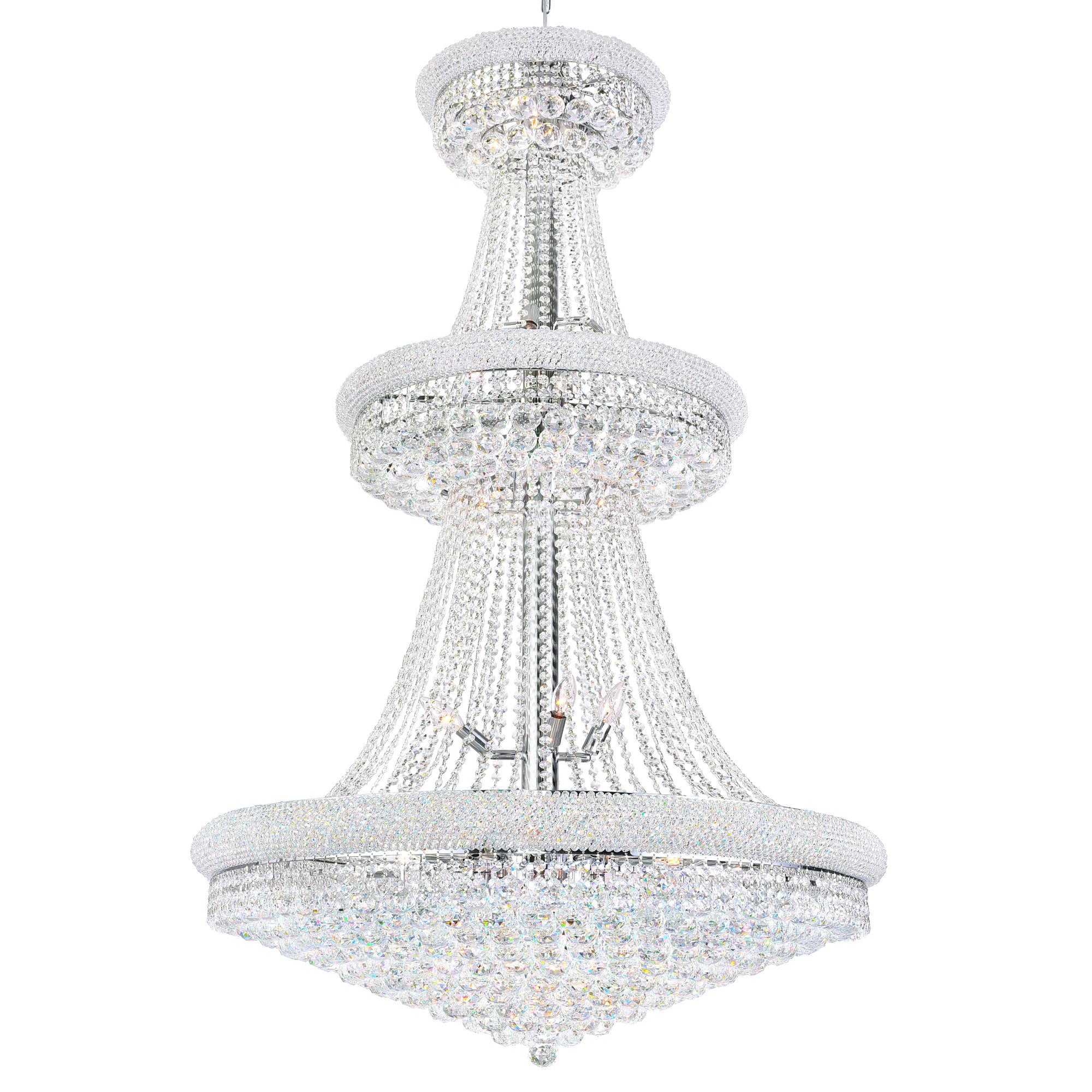 34 Light Down Chandelier with Chrome finish