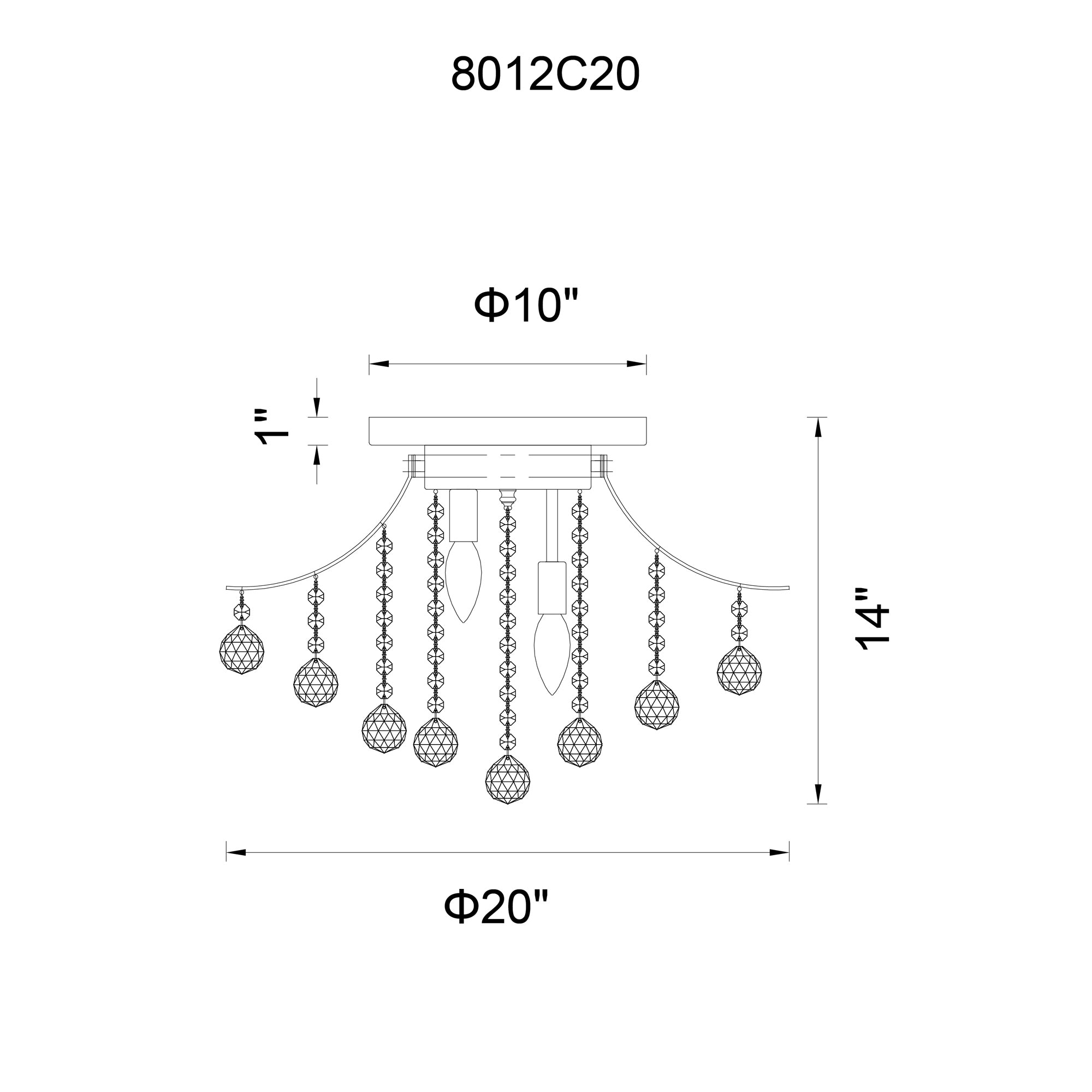 Cwi Lighting Crystal World 6 Light Chrome Flush Mount Ceiling Fixture, Modern Design