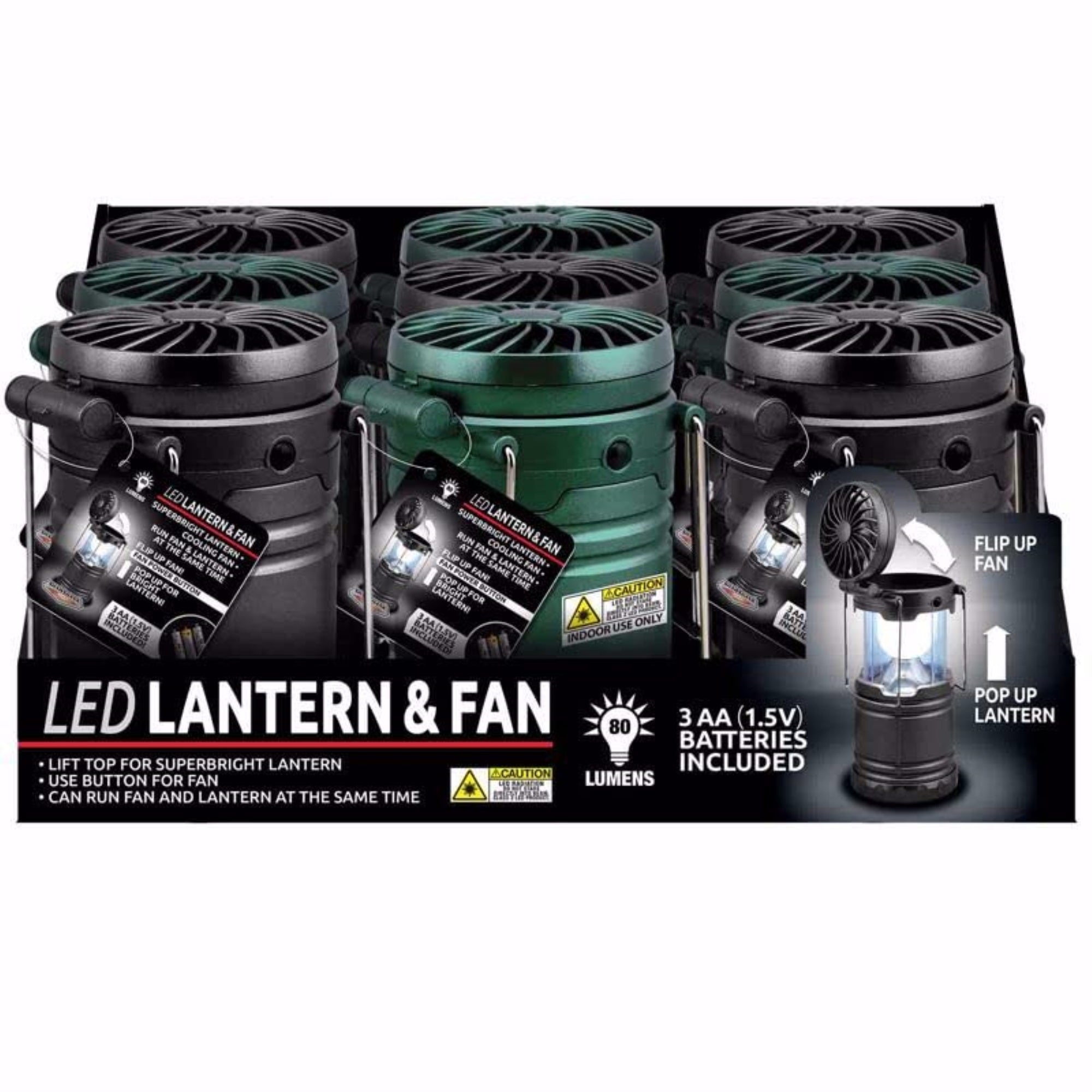 Shawshank Ledz Led Lantern & Fan 80Lum, Multicoloured