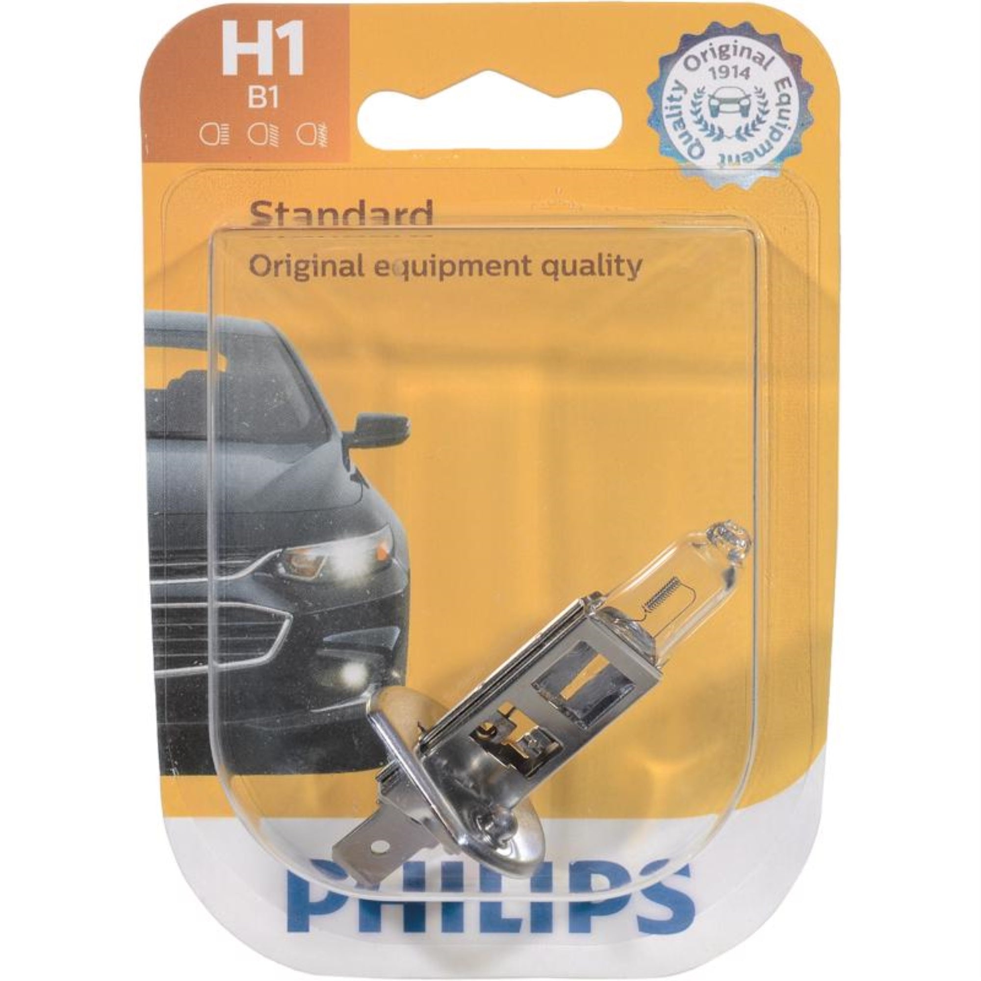 Philips 12258B1 H1 Standard Halogen Replacement Headlight Bulb, 1 Pack