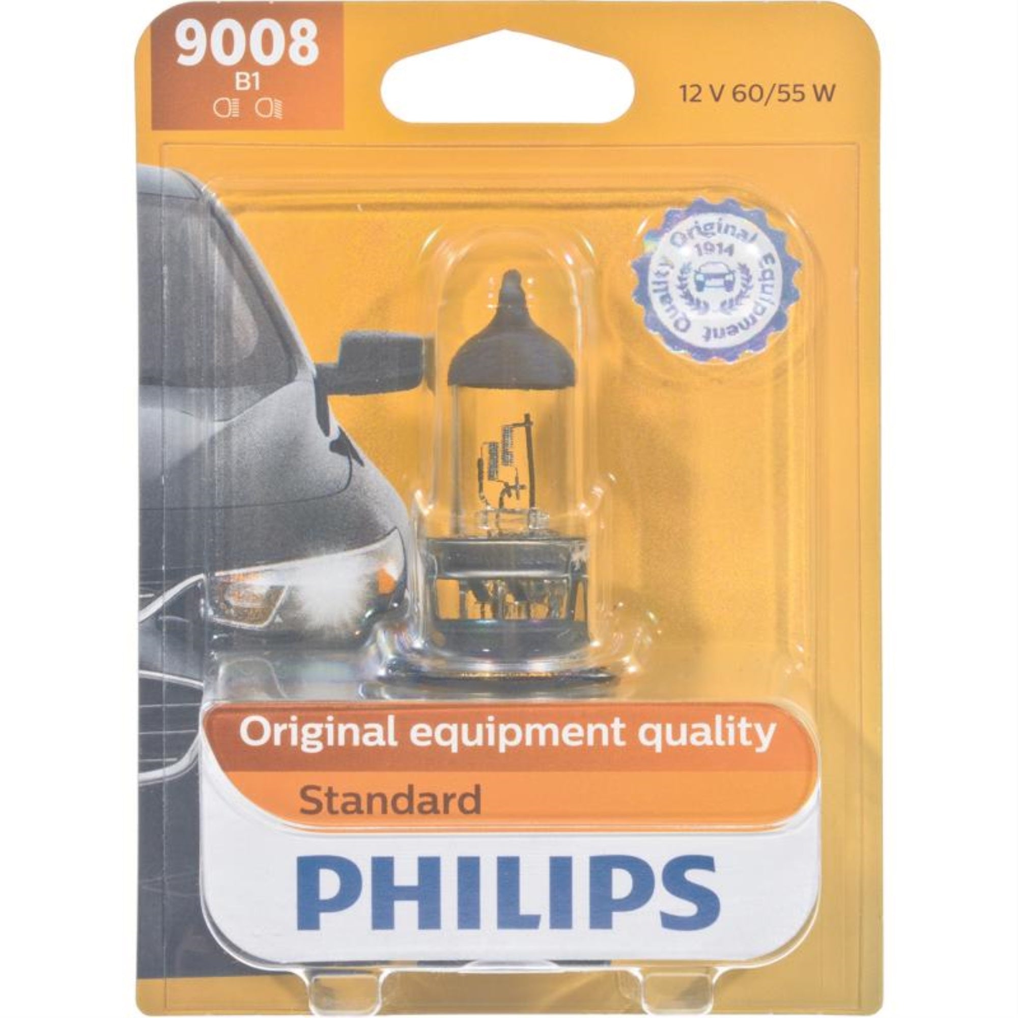 Philips 9008B1 9008 / H13 Standard Halogen Replacement Headlight Bulb, 1 Pack
