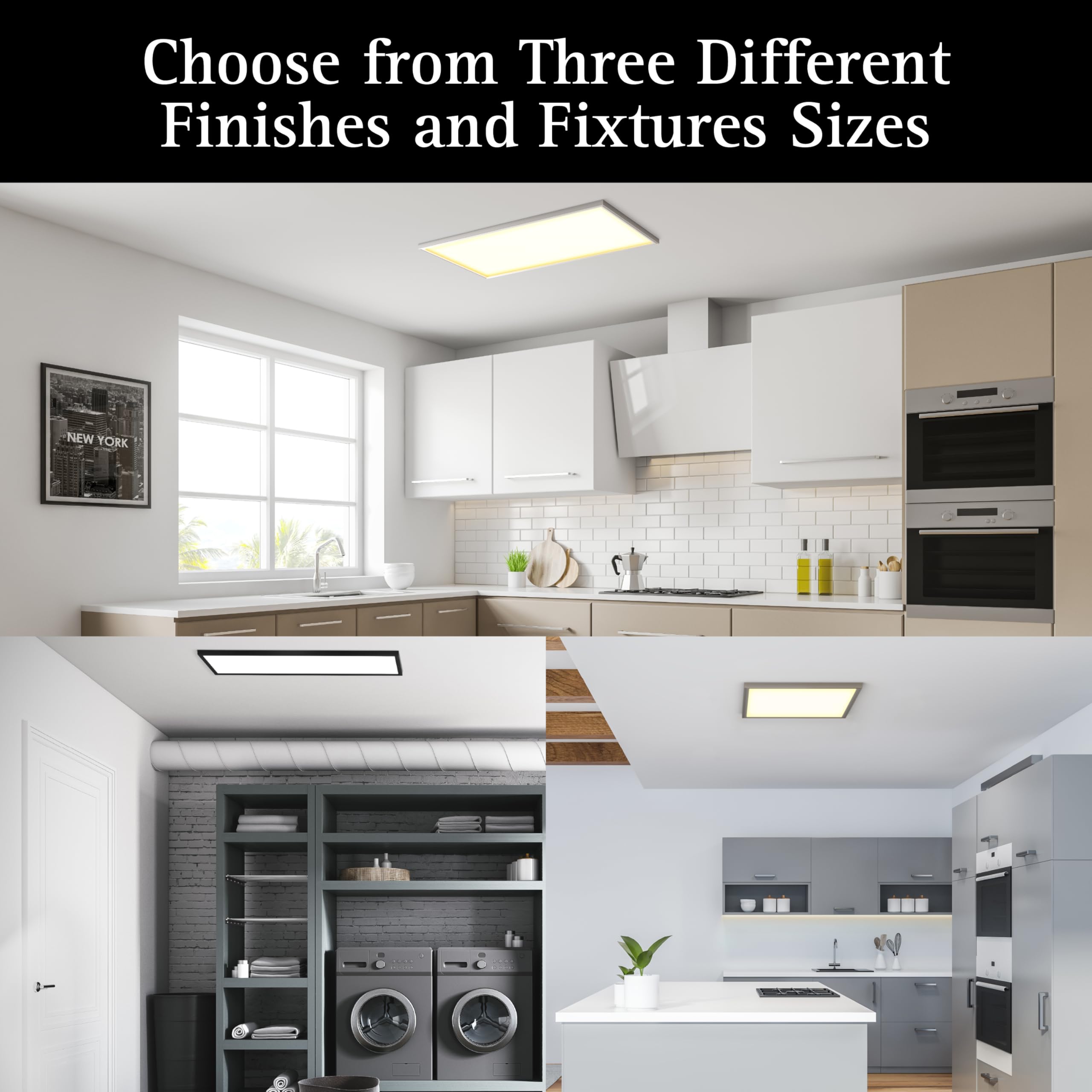 Ultralux Surface Mount Ceiling Light Panel – 2x2 ft, TRIAC Dimmable, 3CCT Adjustable, Brushed Nickel, Model 736542868470