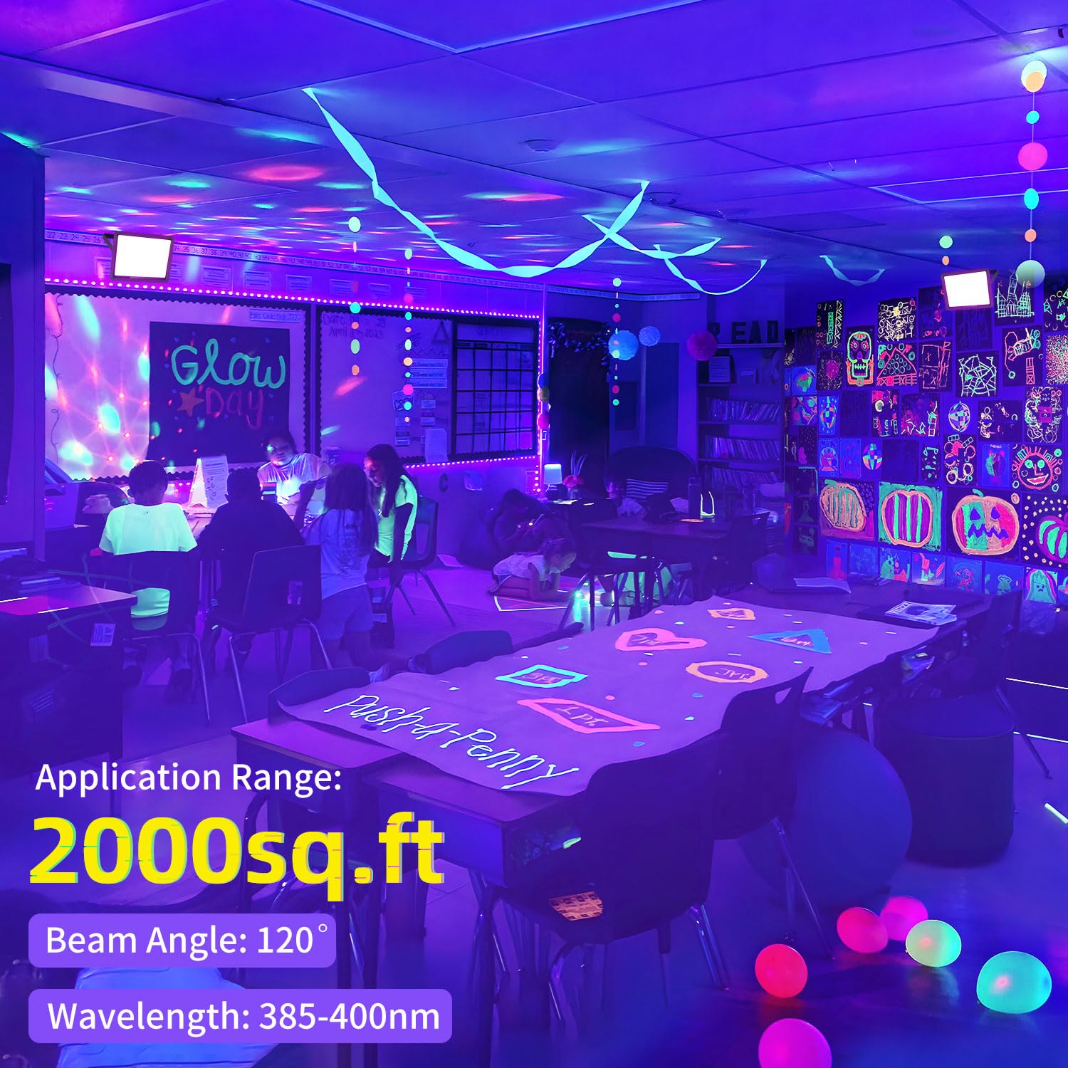 ISUERFY 2 Pack 120W LED Black Light, IP66 Waterproof, Purple, Model SUER-FL120W-SMX-2P, Ideal for Parties and Stage Lighting