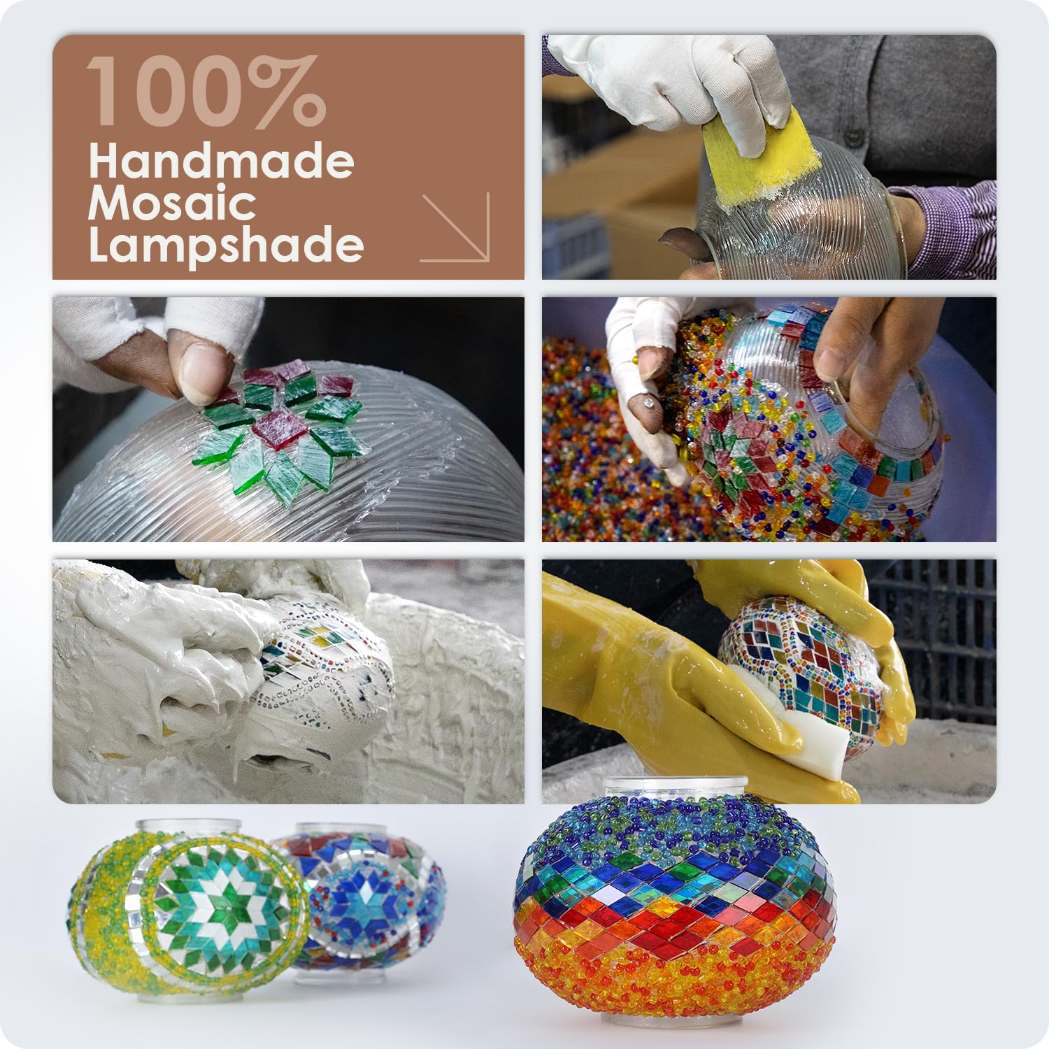 Yarra-Decor Moroccan Pendant Light - Tiffany Style Mosaic Ceiling Lamp With 15-Foot Cord, Blue2