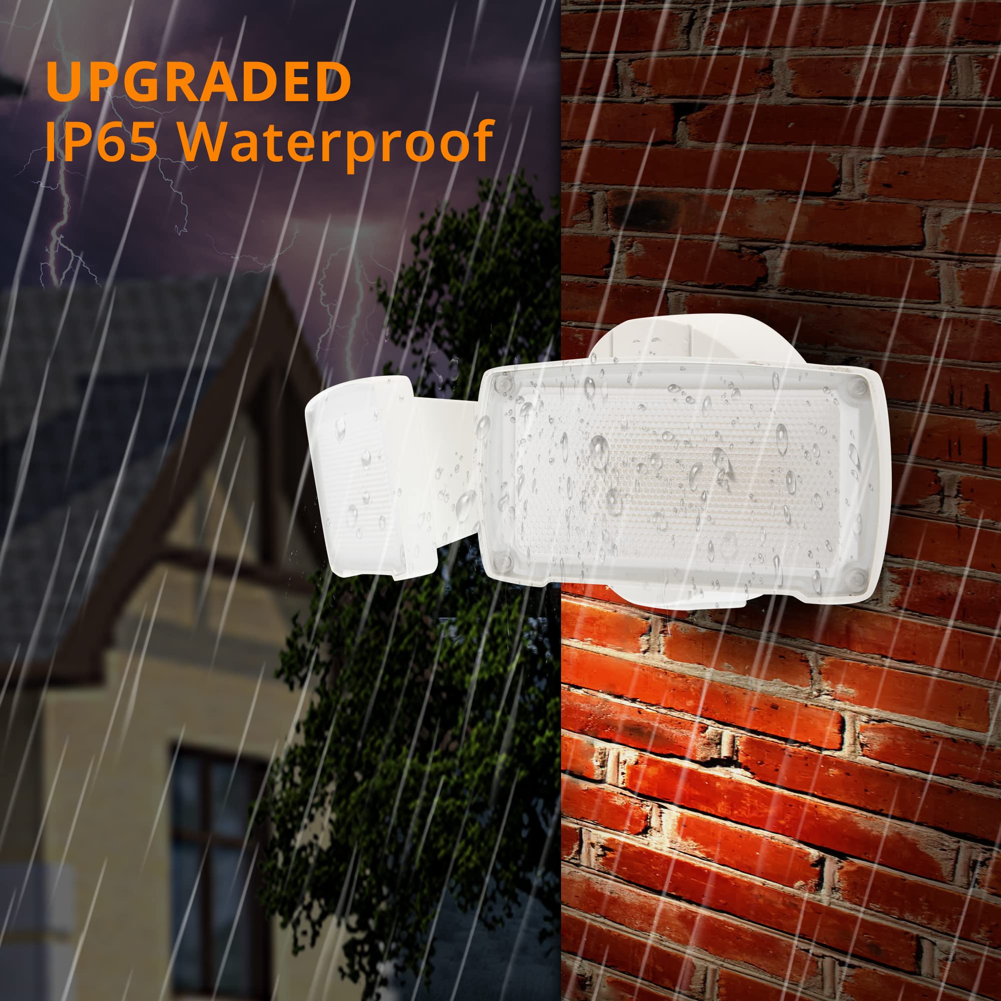 UME LED Security Light 2-Pack, 19W, 2000LM, 5000K, IP65 Waterproof, Adjustable Heads, White, Model 7635419331-2PCS