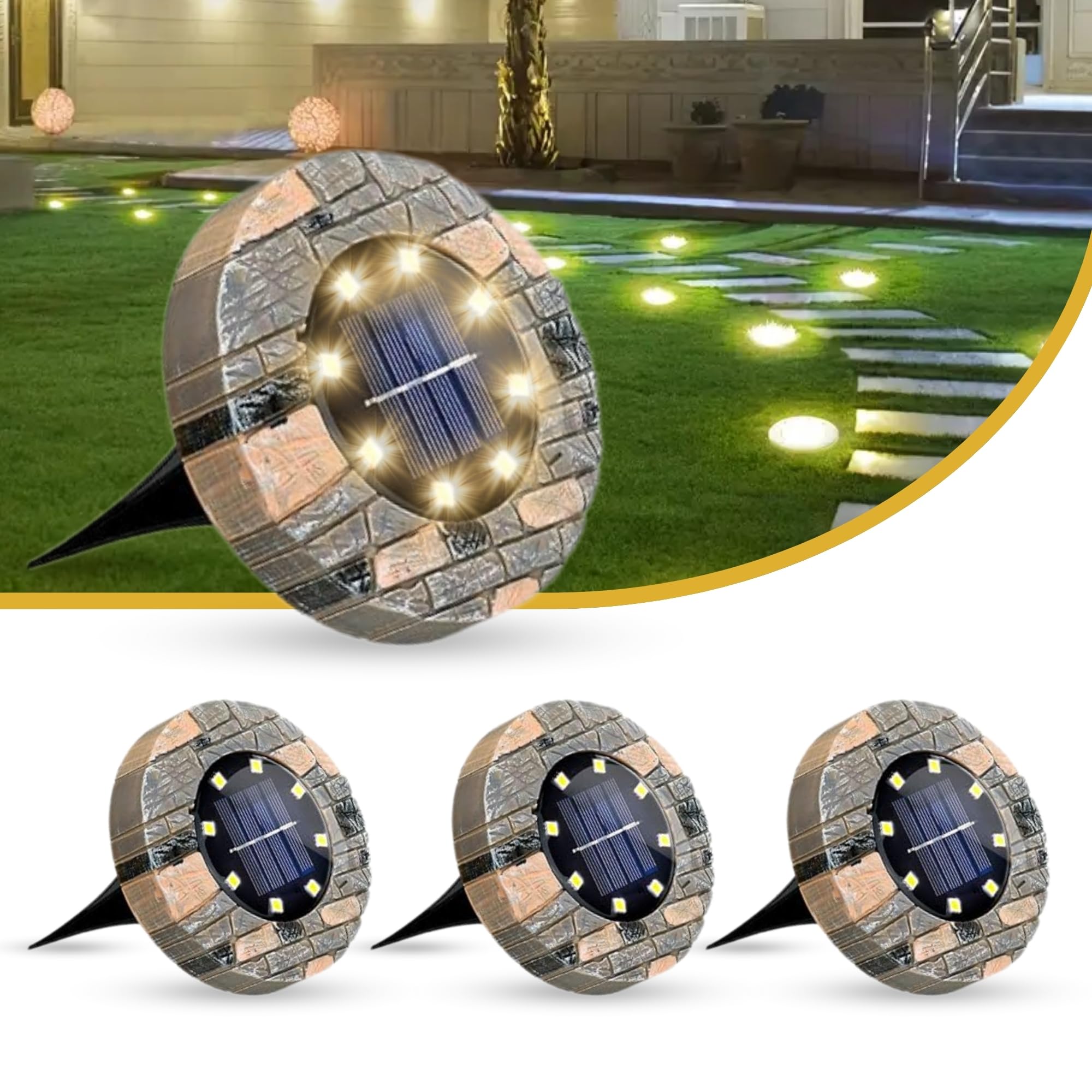 Solar Ground Lights Outdoor Decor - Waterproof LED Outdoor Solar Lights for Yard, Patio, Garden, Pathway, Stair, Deck - Landscap