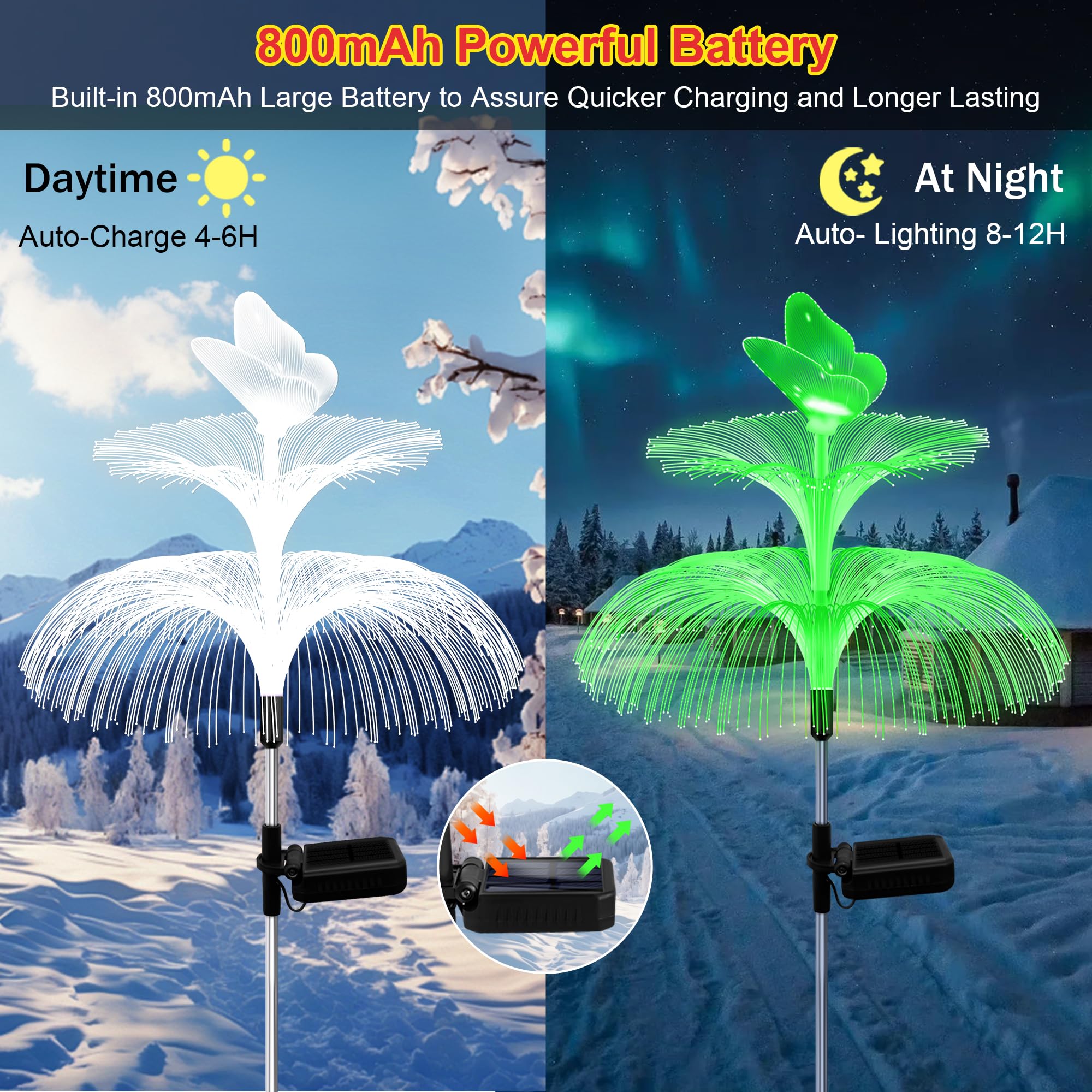 4 Pack Solar Garden Lights, Gardening Birthday Gifts For Mom Grandma Women, Waterproof 7 Color Changing Jellyfish Lights With Bu