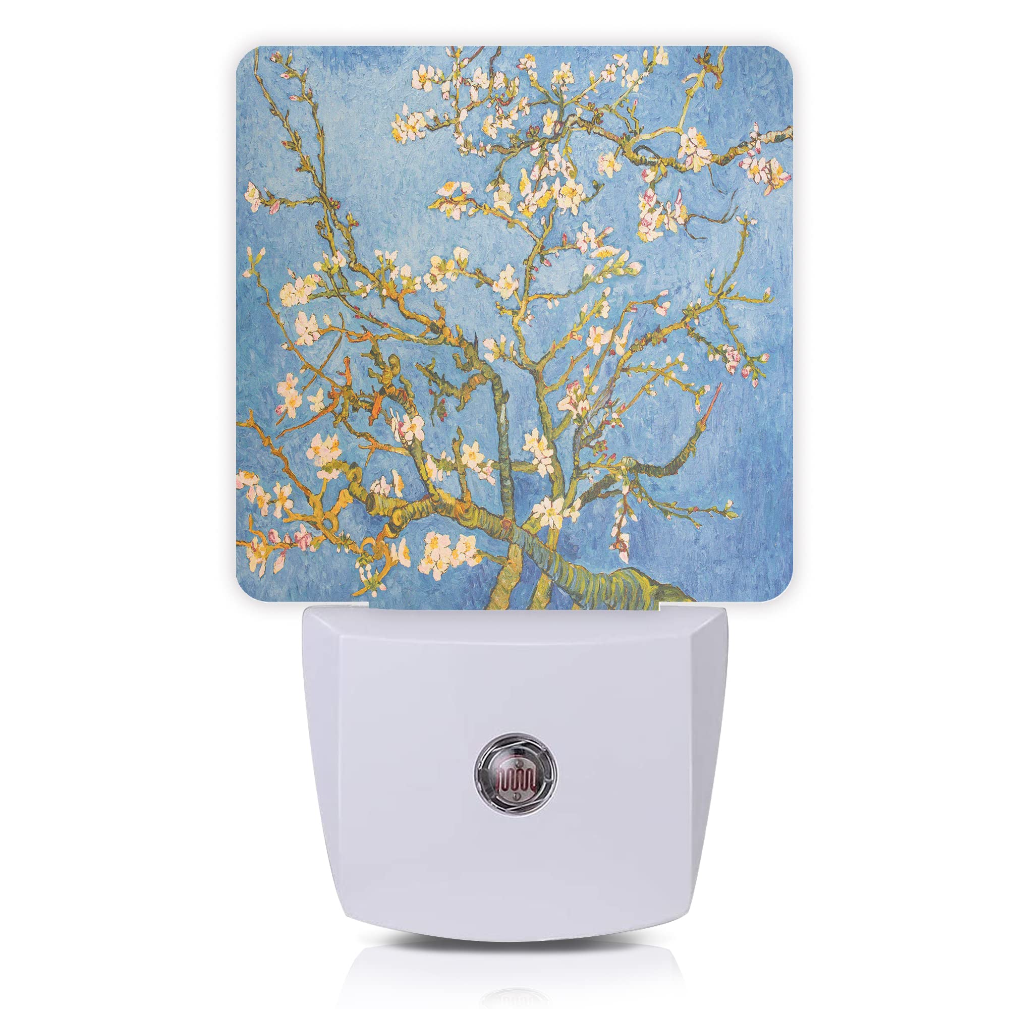 Oeaskly Blossoming Almond Tree Night Light,Van Gogh Night Lights Plug Into Wall For Boys Girls, Led Lamp For Stairway/Hallway/Bedroom 0.5W Nightlight Sleep Friendly