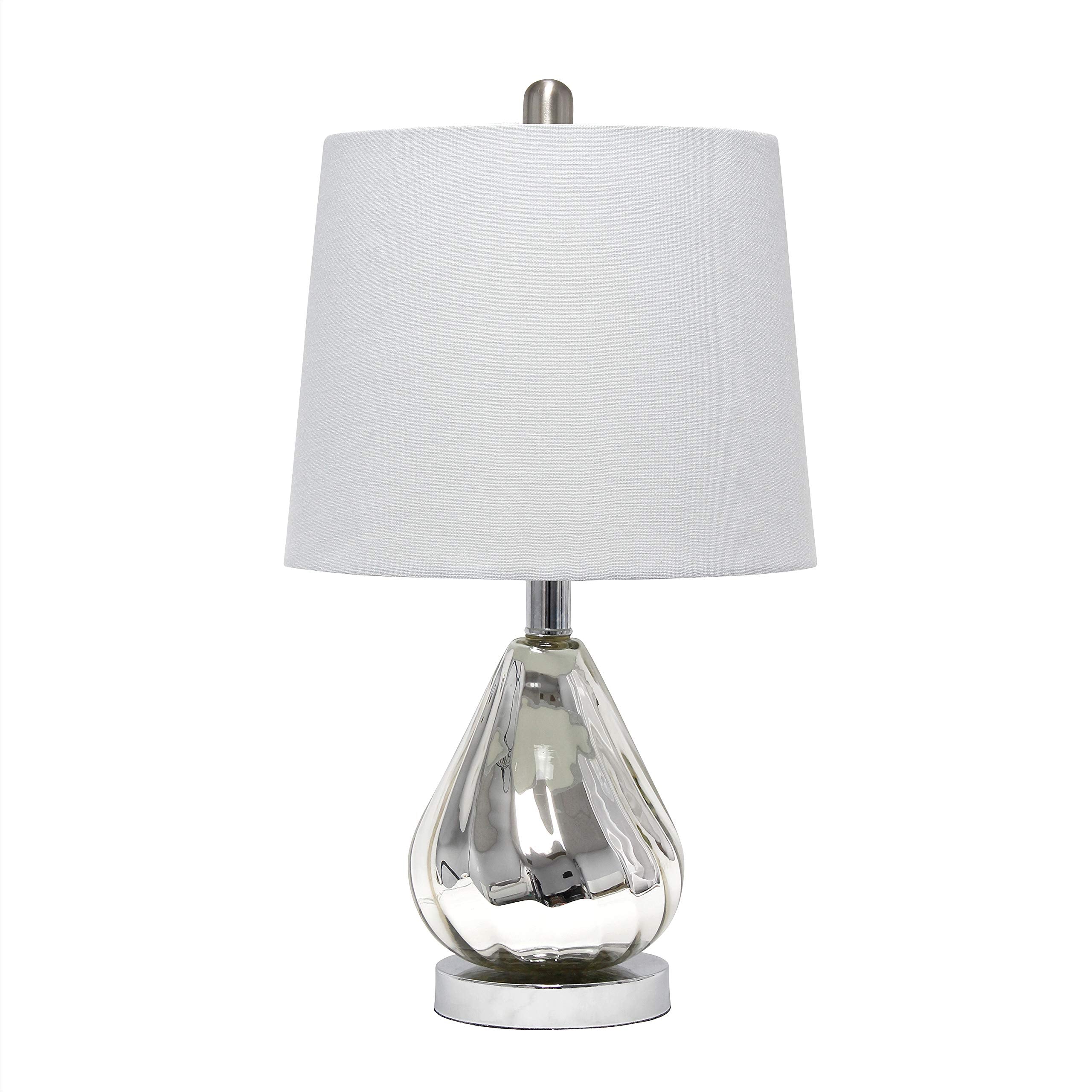 Elegant Designs LT3319-GRY Chrome Ripple Table Lamp, Glass, Gray Shade