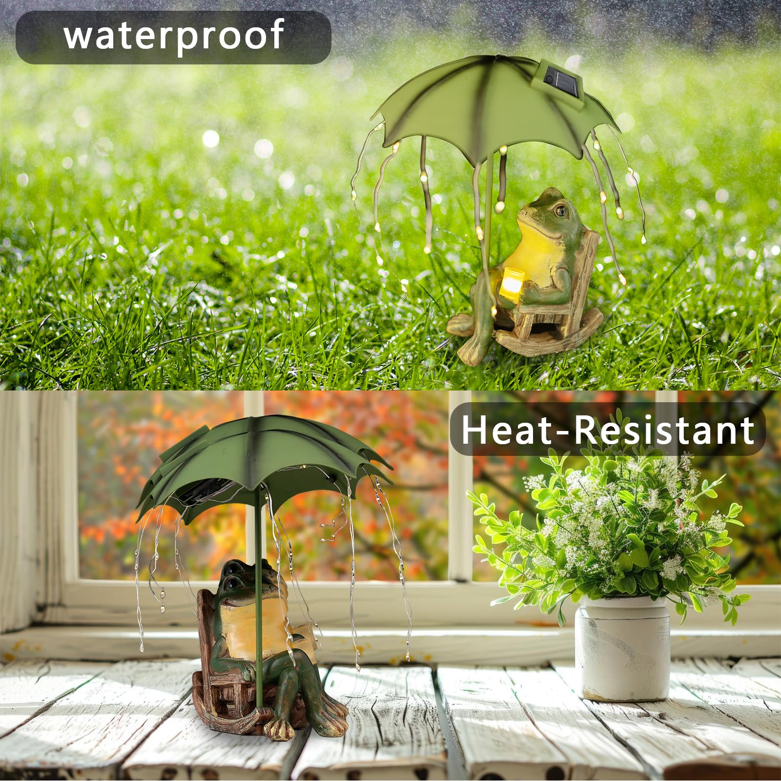 Yiilead Frog Garden Statue  Solar Garden Frog Decor  Fairytale Courtyard Accessories Outdoor Figurine Lights  Art Housewarming Gift For Patio Yard Lawn Ornament