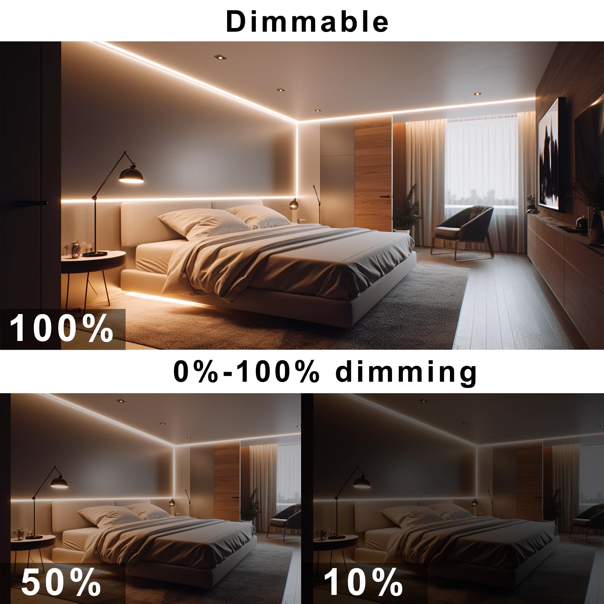 Auziwe Cob Led Strip, Warm White Led Strip Lights 32.8Ft, 2700K Cob Led Light Dimmable Led Strip, Cri92+, 8Mm Width, 24V Flexible Cob Led Tape Light For Tv, Bedroom, Kitchen Cabinet, Closet, Home.