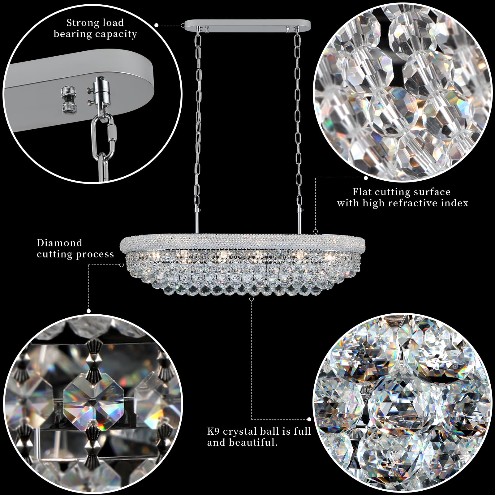 Gifarich Crystal Chandeliers For Dining Room Light Fixtures Over Table  Modern Crystal Chandeliers For Kitchen Lsland  11 Lights Empire Style Chrome stylish Lighting Fixtures For Living Room Bar