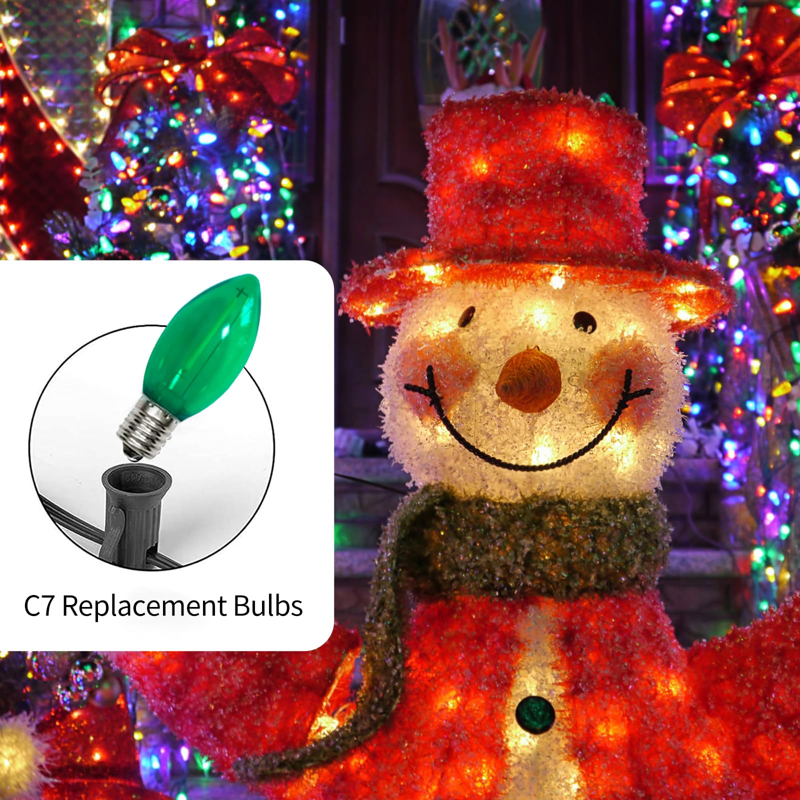 Chyparty 10 Pack C7 Led Replacement Bulbs, Multicolor C7 Christmas Light Bulbs For Outdoor String Lights, Patio, Xmas Tree, Wedd