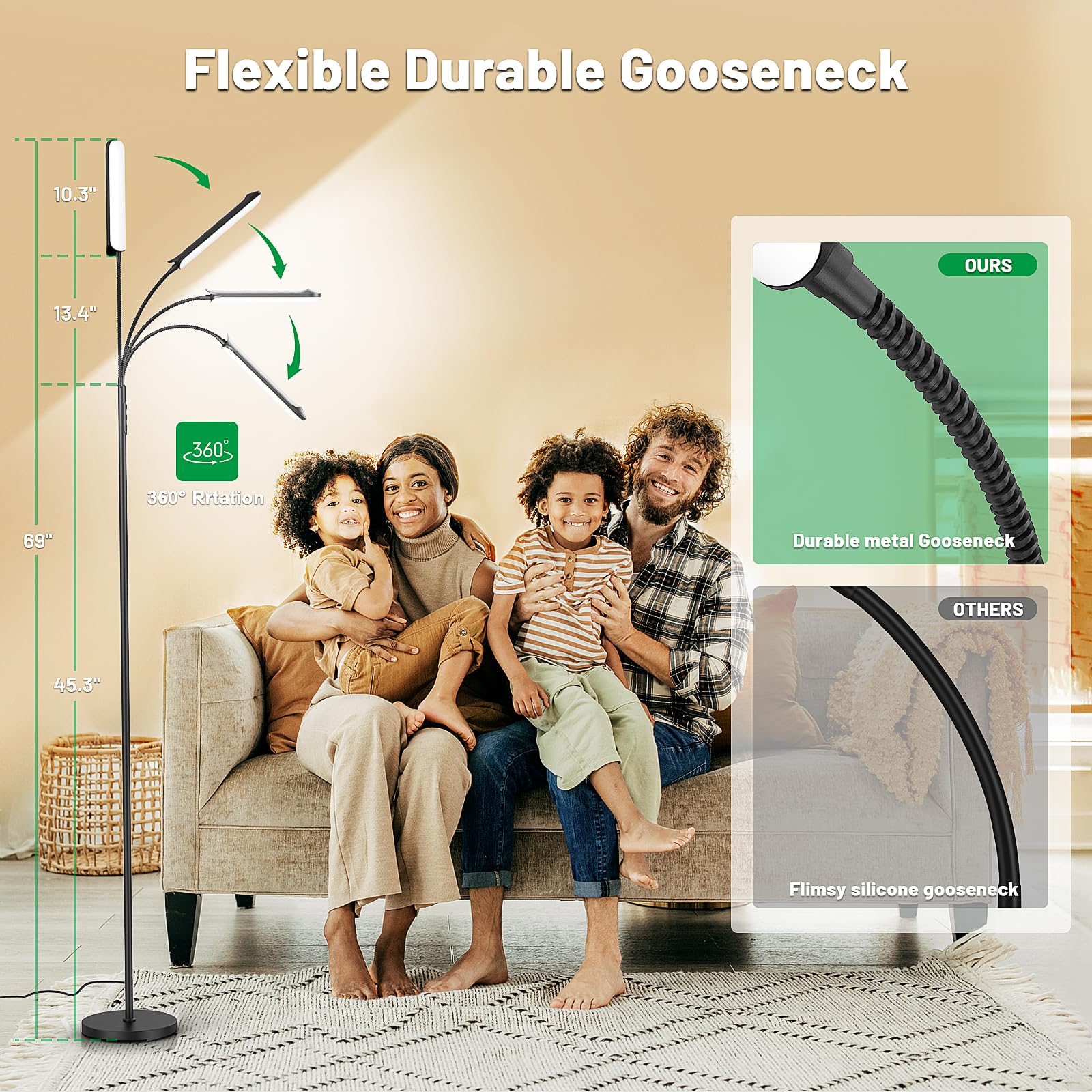 Yikuneng Dimmable Led Floor Lamp - Remote & Touch Control, 2700K-6500K, Super Bright Reading Light
