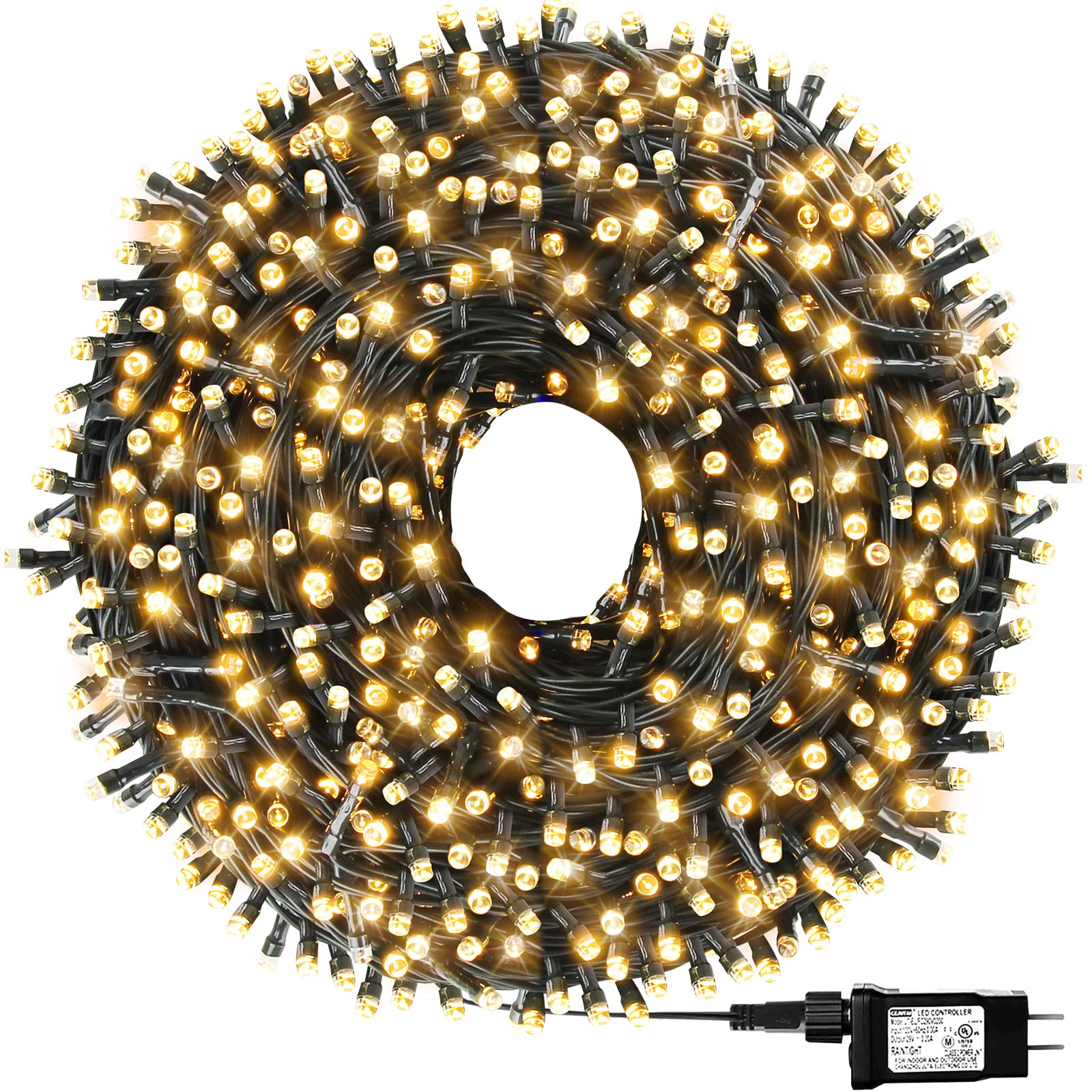 OUTYLTS 1000 LED 328ft 8 Modes with Timer Christmas String Lights IP55 Outdoor Waterproof UL Certificated Indoor Fairy Lights Ga