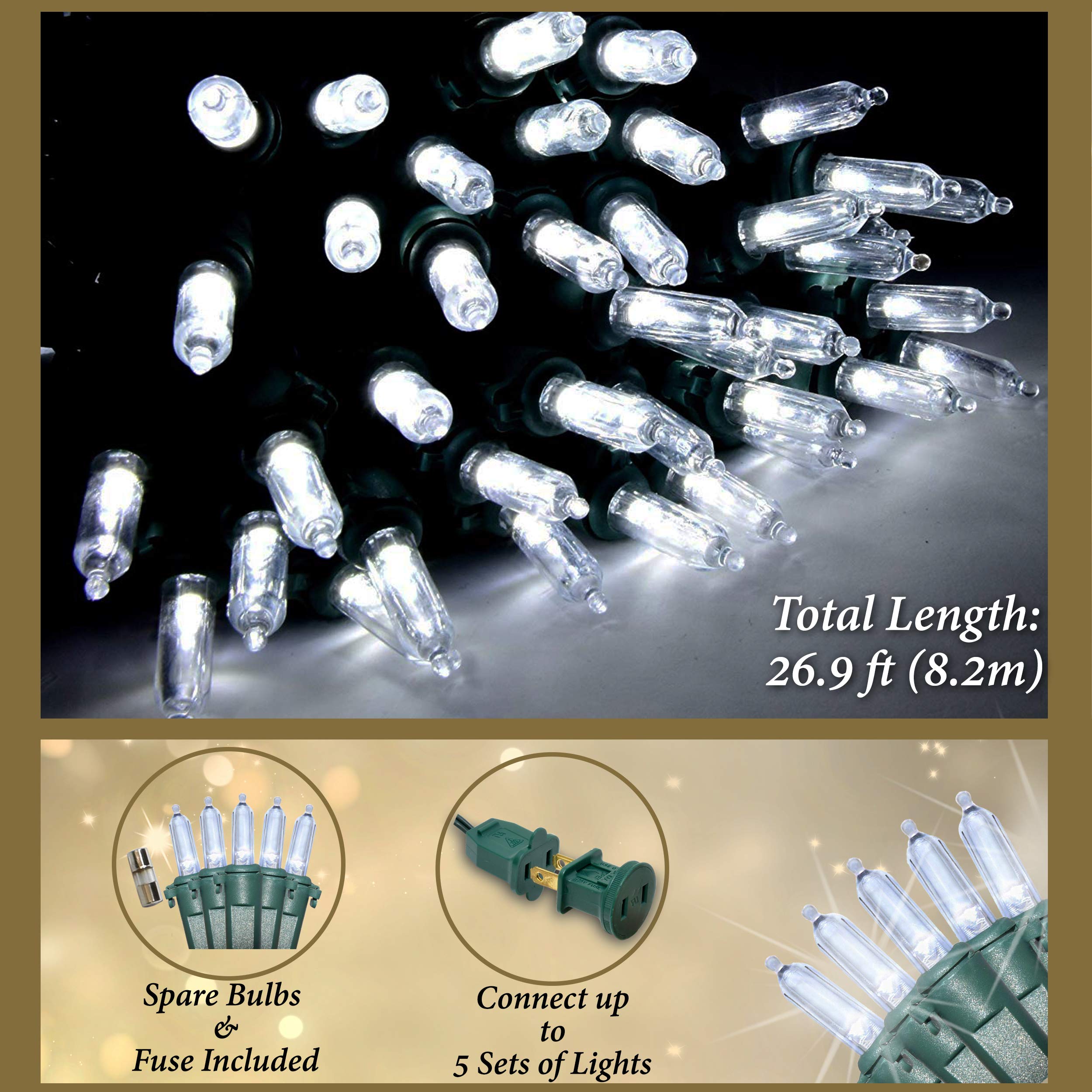 Holiday Essence Christmas Led Lights 100 Cool White String Lights For Indoor And Outdoor Decorative Use, Holiday And Tree Decor,