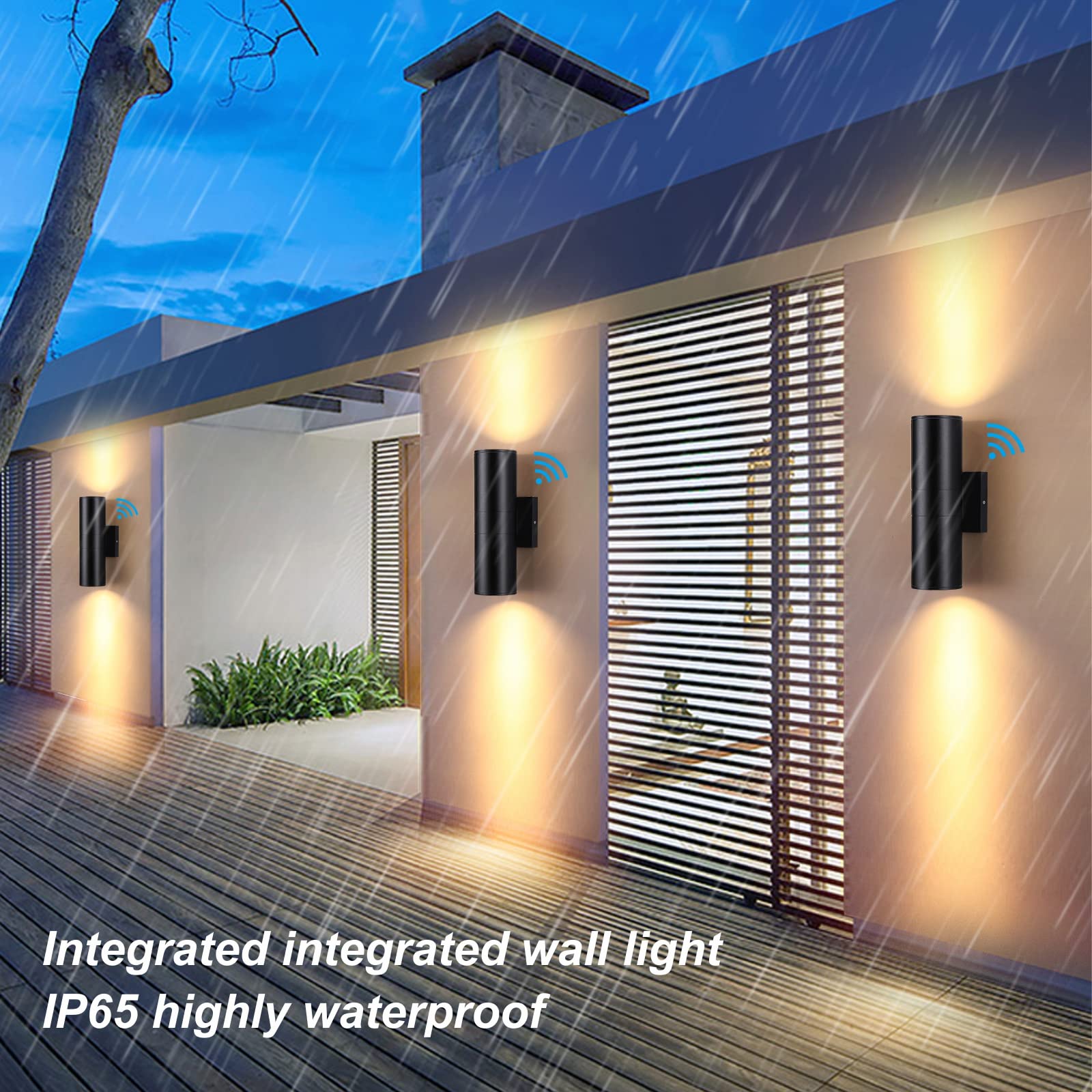 DAKAFUL Outdoor Wall Lights, 12W LED, Dusk to Dawn, IP65 Waterproof, 2 Packs, Black, Model DK-CWLS-2P