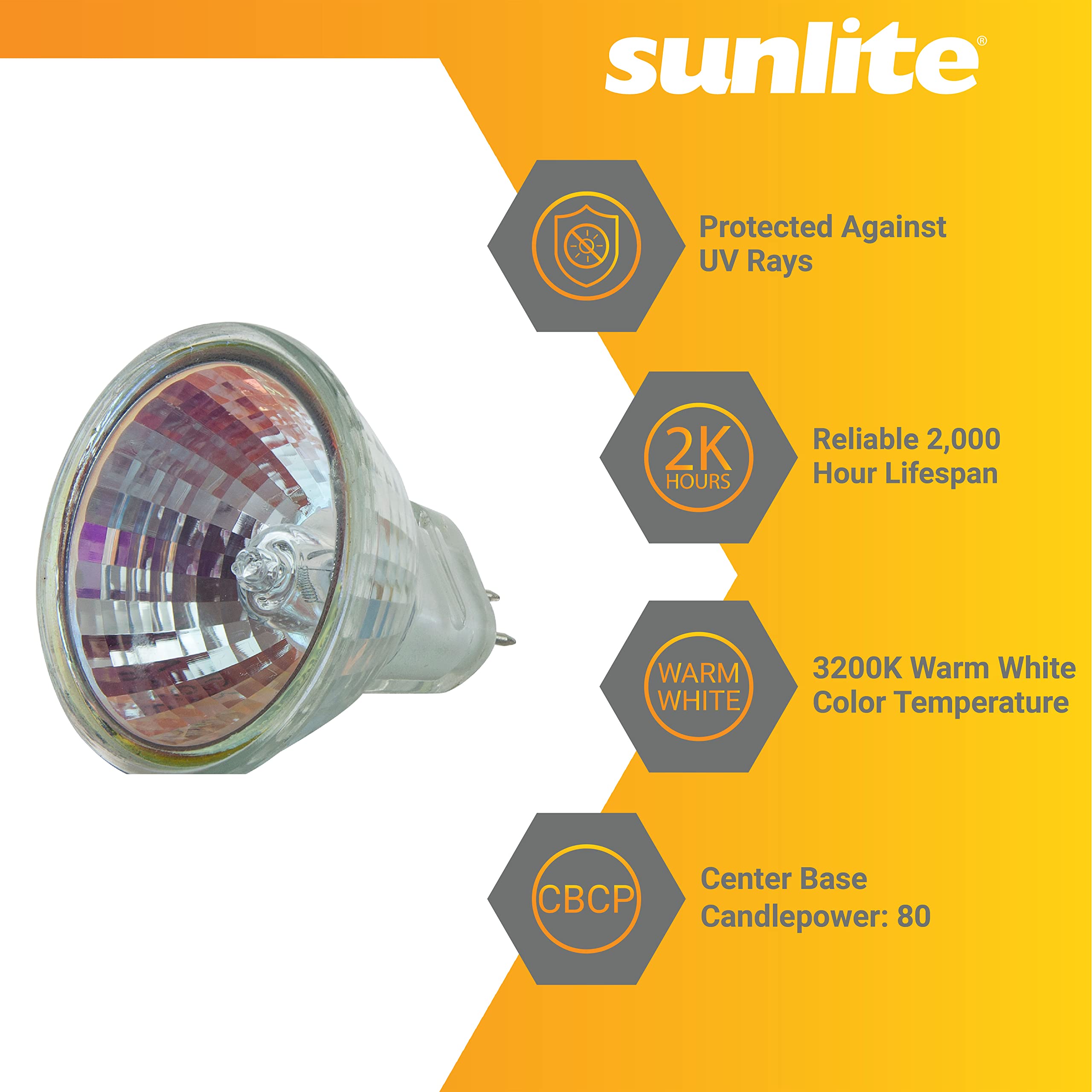Sunlite MR11 Halogen Reflector Bulb, 10W, 30° Narrow Flood, GU4 Base, 6-Pack, Dimmable, Glass, 2000 Hour Life Span