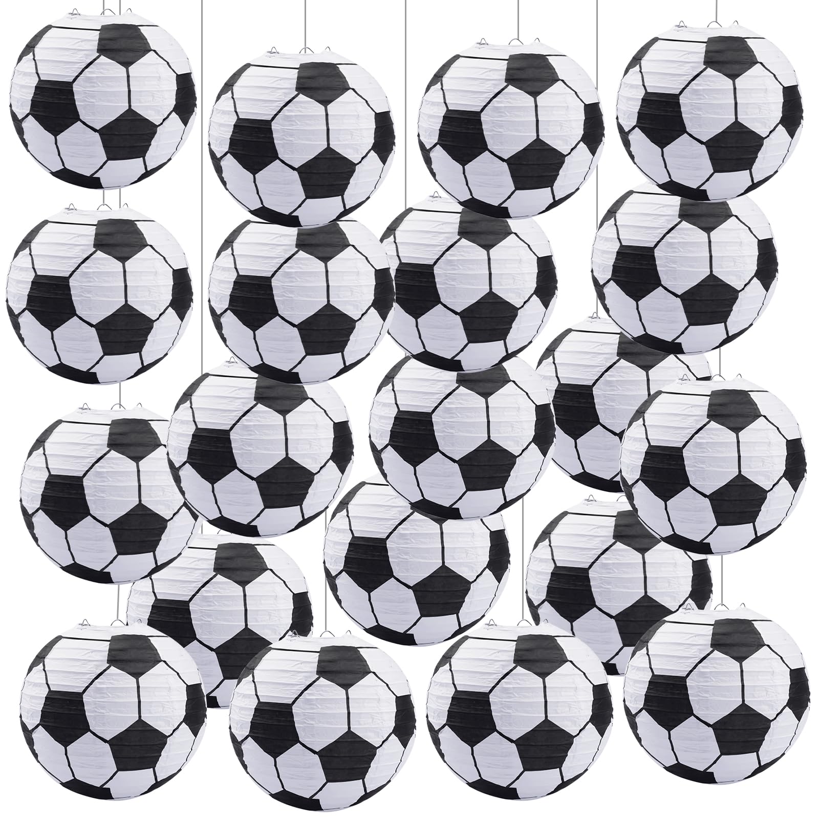 20 Pieces Soccer Ball Hanging Lantern Party Favor, Soccer Ball Lanterns 8 Inch Soccer Lantern Decoration Paper Lanterns For Socc