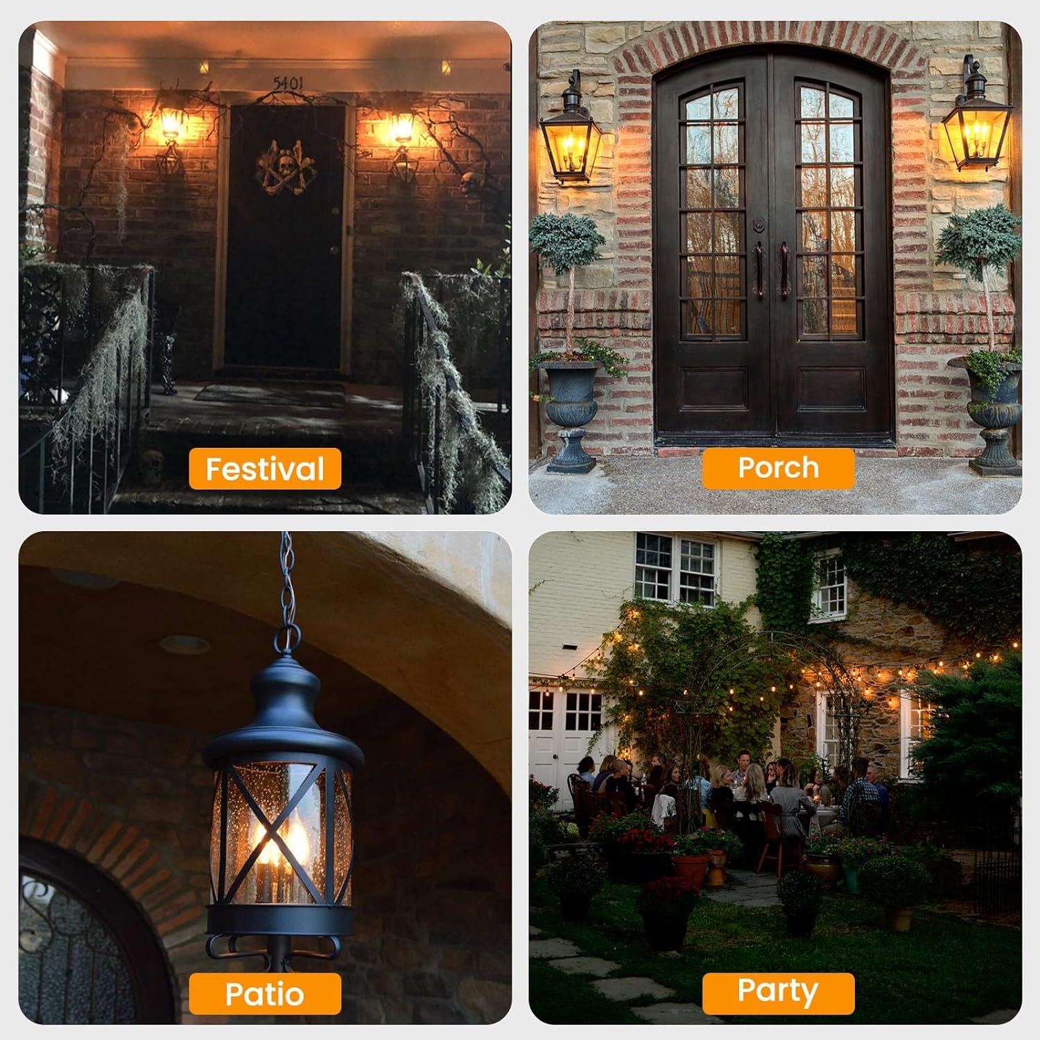 Hompavo Upgraded Led Flame Light Bulbs, 3 Modes Flickering Light Bulbs, E26 Chandelier Base Candle Fire Light Bulb For Halloween