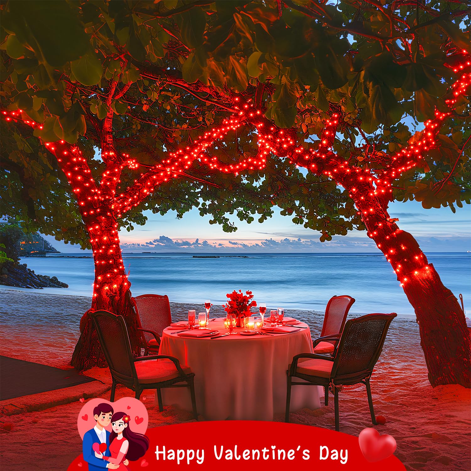 Jmexsuss 400 Led Red Valentines Day Lights, 132Ft Red String Lights Plug In With Remote, Indoor Outdoor Red Lights For Valentine