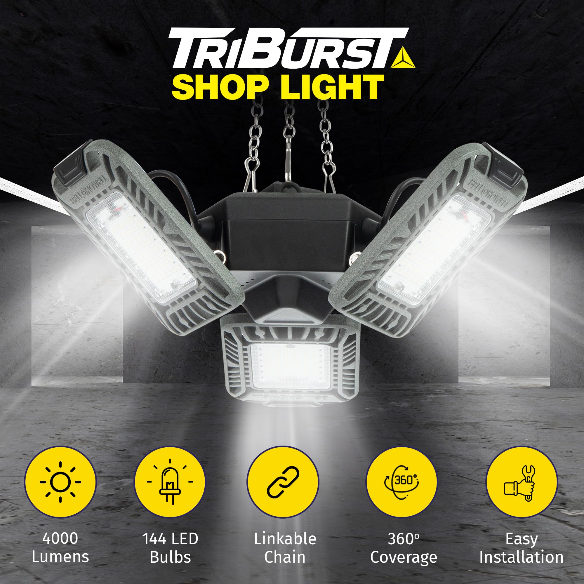 Triburst Led Shop Lights For Workshop, 4000 Lumens Super Bright Garage Lighting, Led Garage Lights, Led Shop Light, Ceiling Ligh