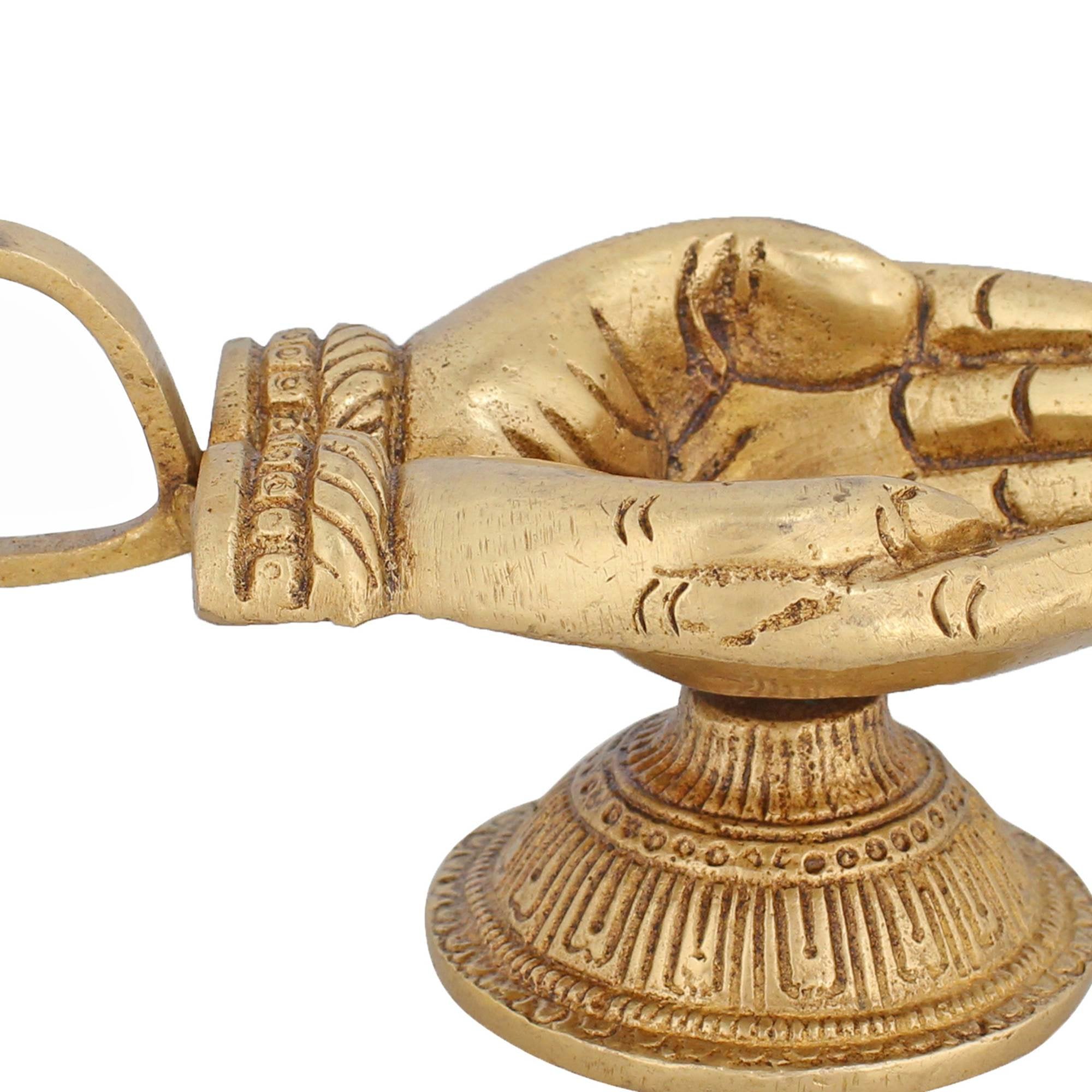 ShalinIndia VZM206 Oil Lamp Indian Diya Hindu Pooja Temple, Golden