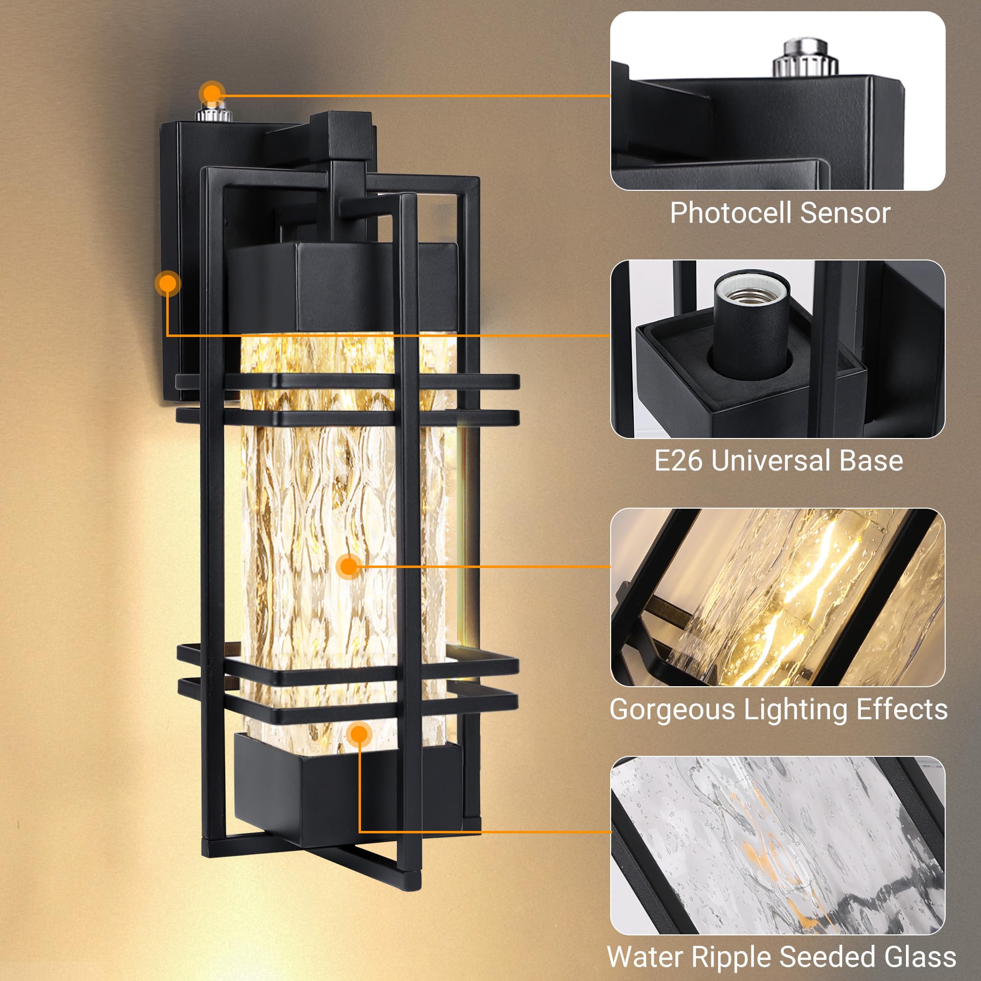 Wihtu Dusk To Dawn Outdoor Front Porch Light Fixtures Wall Mount  Waterproof Wall Sconce Lights(1 Pack)  Sensor Exterior Lighting Fixtures For House  Outside Lantern Lamp For Garage  Doorway