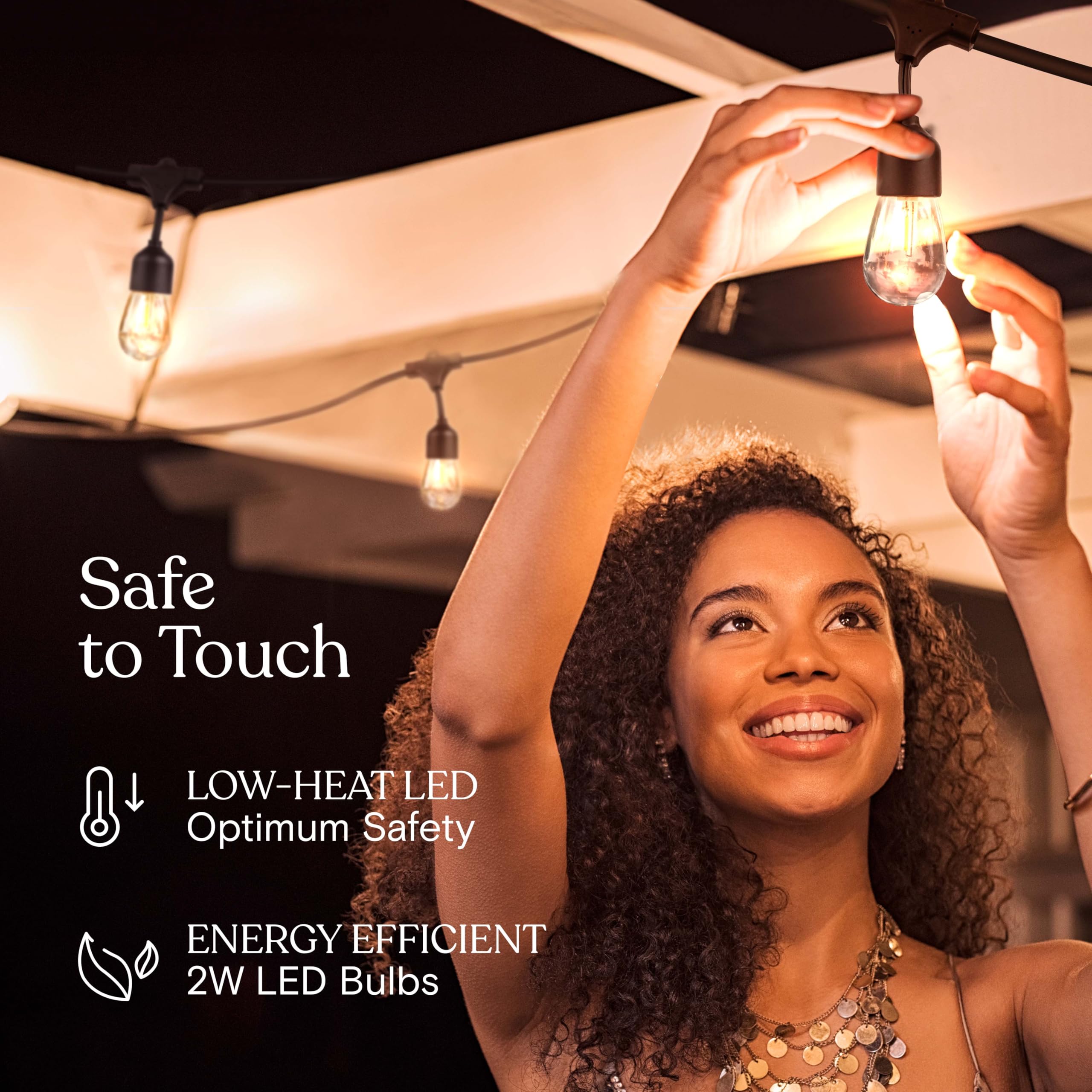 Brightech Ambience Pro 105Ft Led String Lights - 1W Commercial Grade Patio Lighting Outdoor Waterproof - Heavy Duty Dimmable Vintage Edison Porch Lights For Outside  Backyard - 34 Bulbs  Soft White