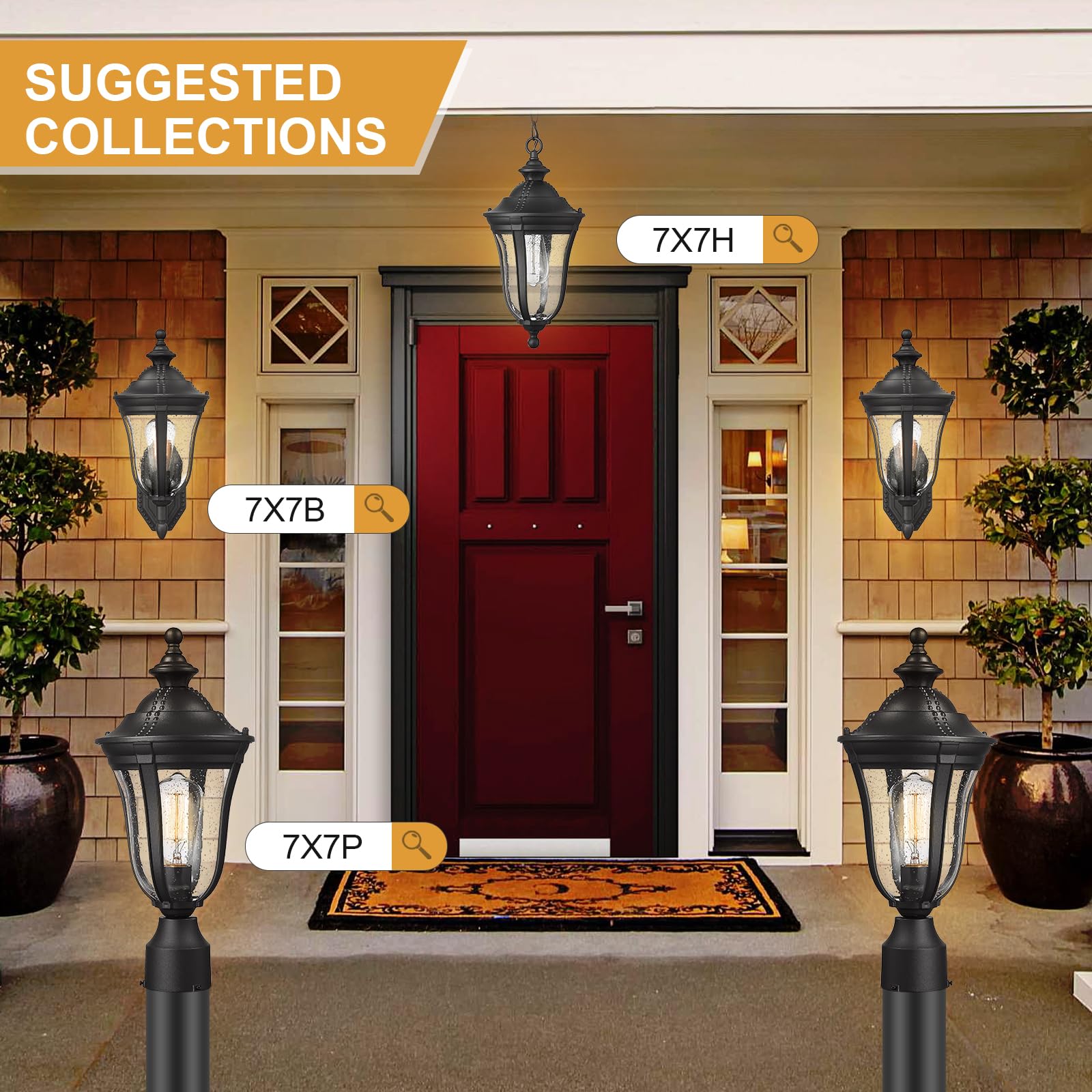 Luminzone Outdoor Post Light Outdoor Pole Lantern Modern Exterior Post Sconce With Seeded Glass In Black Finish Outdoor Post Lam