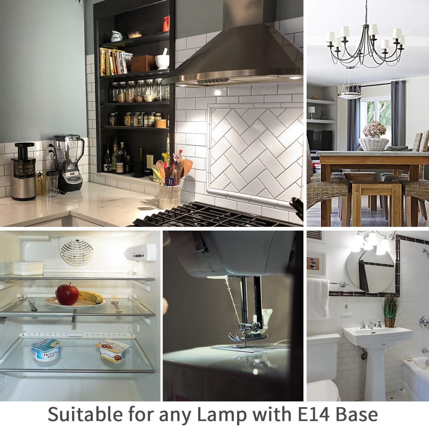 LAOYEBAOHE E14 LED Light Bulbs, Daylight White, 2 Count, Ceramic Aluminum Oxide, for Cooker Hood, Range Hood, Turkish Lamp