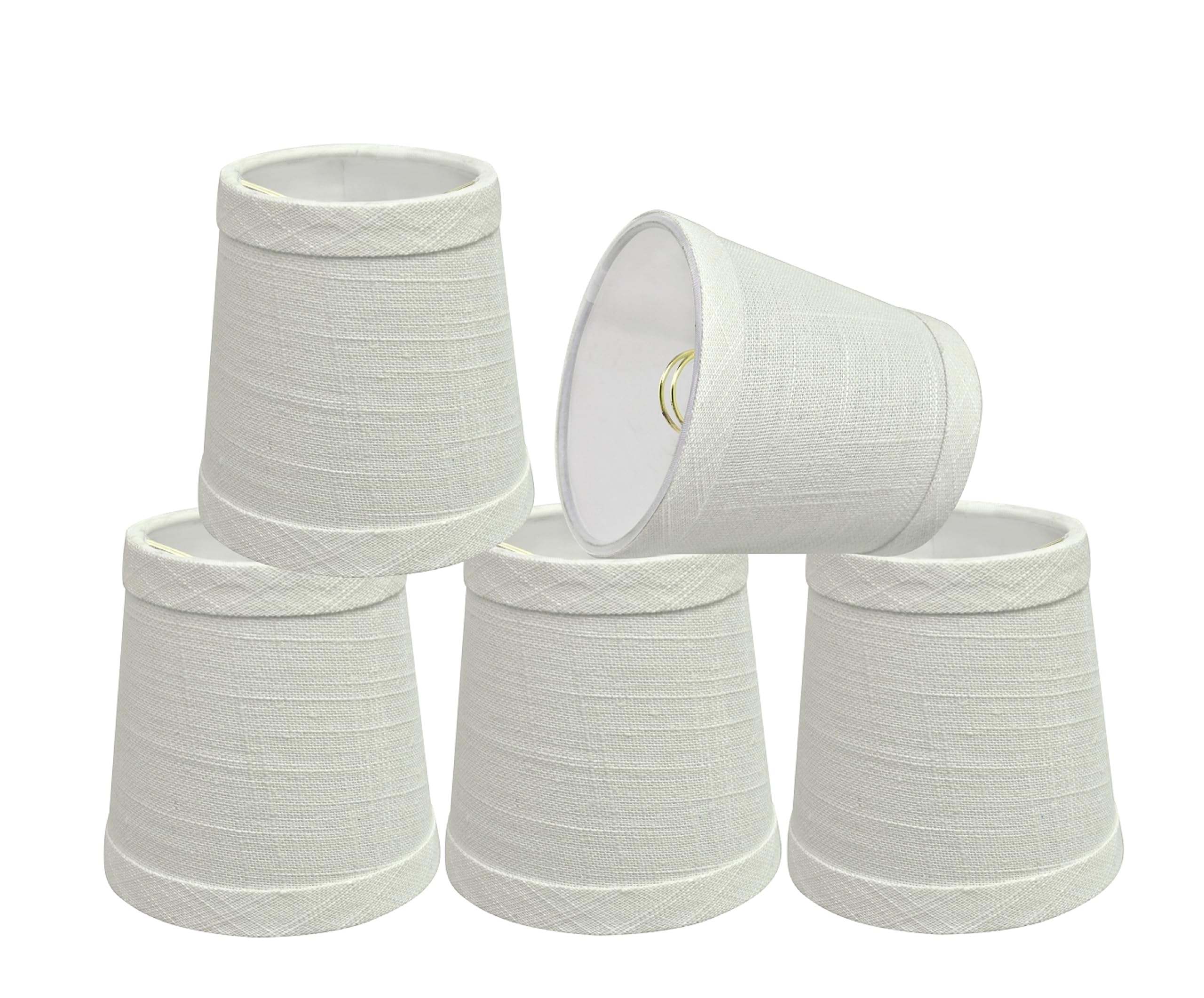 Aspen Creative 32713-5B, Empire Clip-On Chandelier Lamp Shade, Off White, 3&quot; Top x 4&quot; Bottom x 4&quot; Slant Height, Set of 5