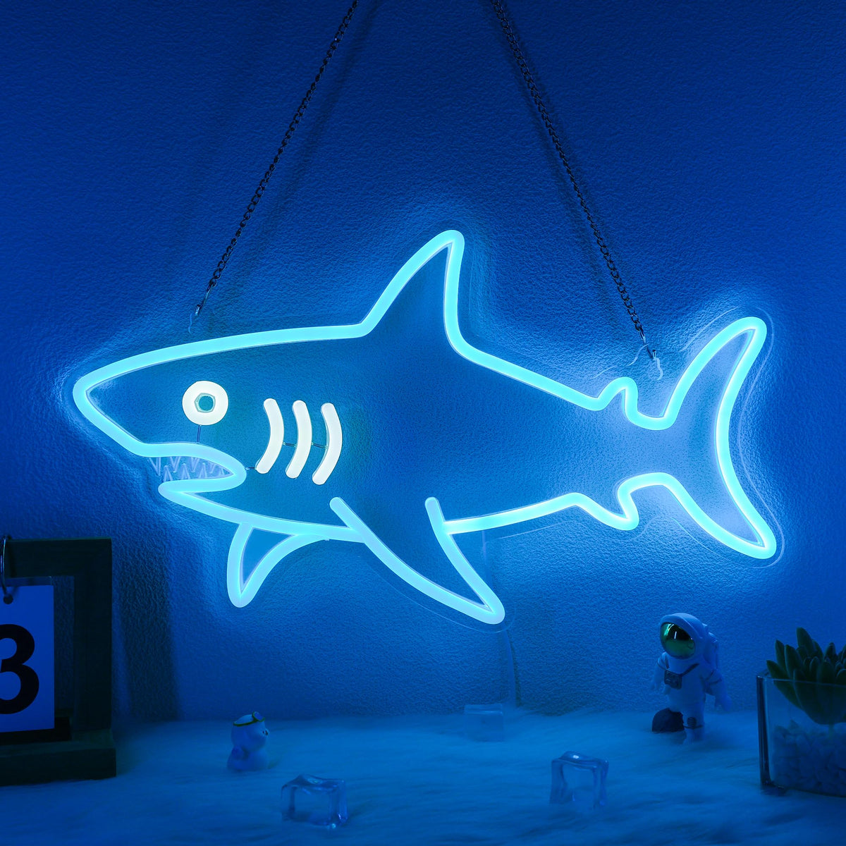 Led Design Shark CoolGift Mart Shark Neon Light, Dimmable LED Shark Animal Neon Wall Si ...