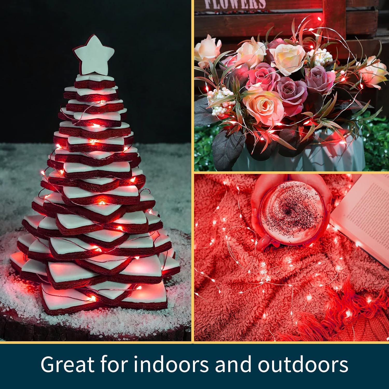 Lamphome 6 Pack Fairy Lights Battery Operated String Lights 6.6Ft 20 Led Mason Jar Lights Waterproof Silver Wire Light Fireflies Diy Party Wedding Christmas Decoration(6 Pack,Pink)