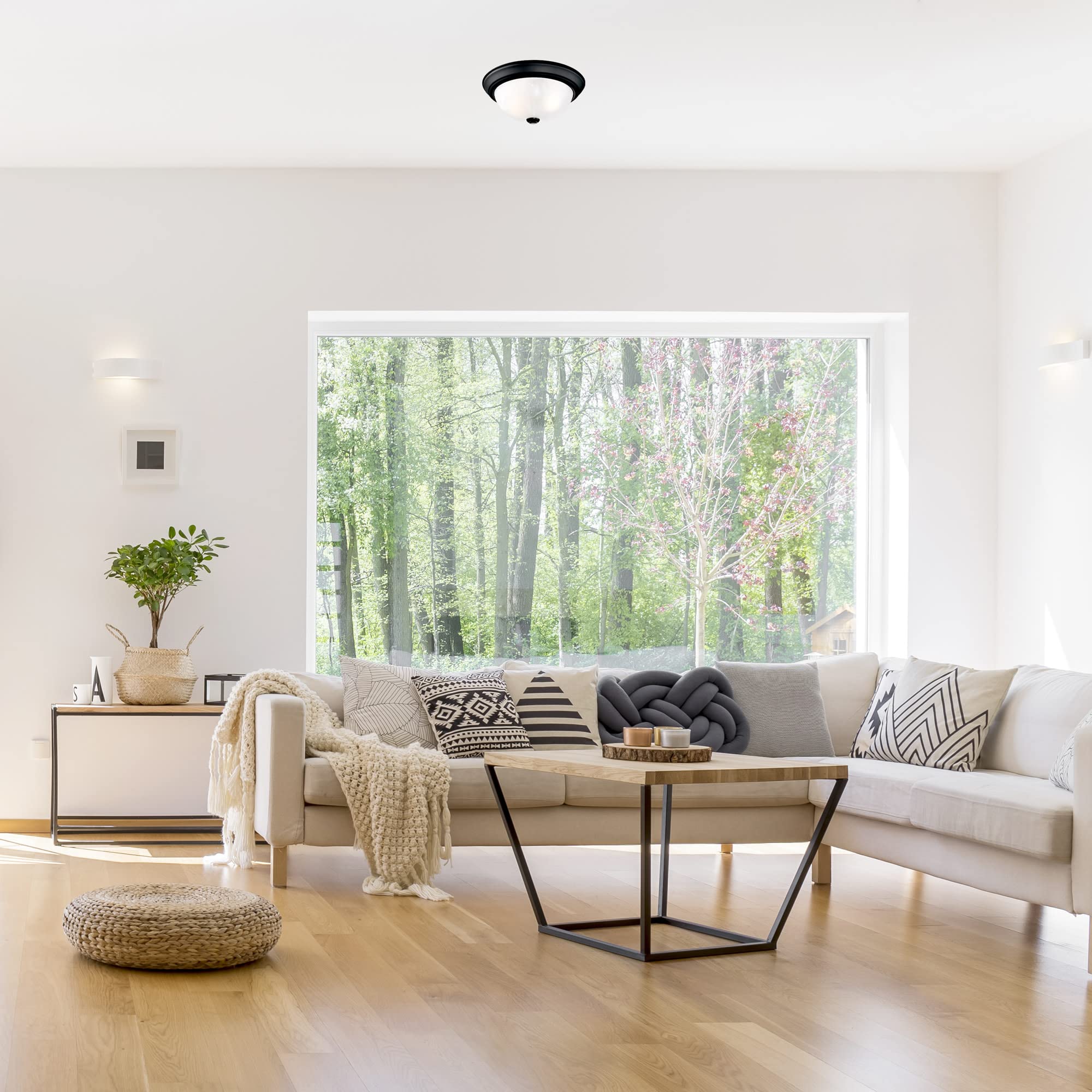 Design House 588251 Traditional 2-Light Indoor Dimmable Ceiling Light With Alabaster Glass For Bedroom Hallway Kitchen Dining Ro