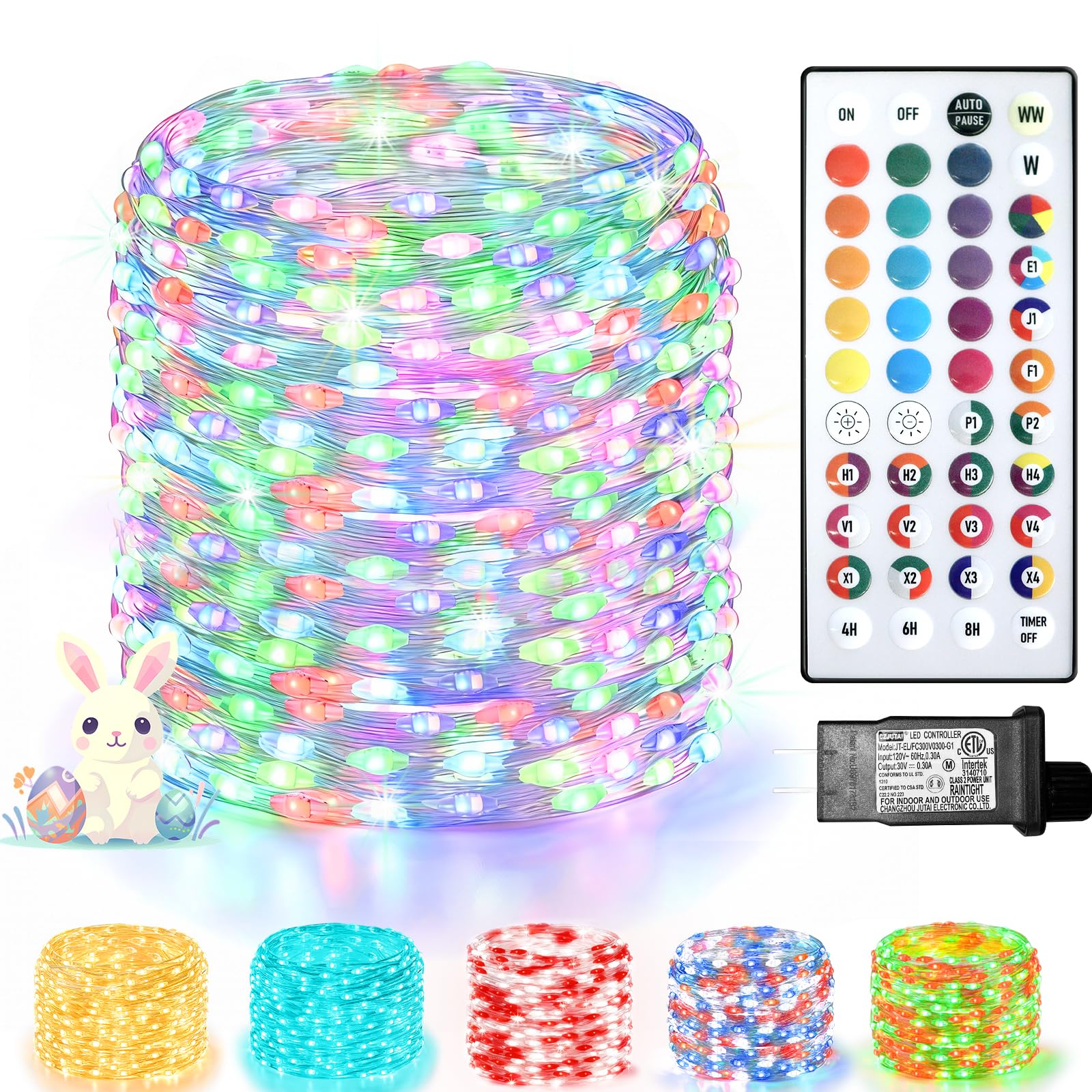Lovelite 200 LED Fairy Lights Color Changing, 66 FT 35 Colors Easter Pastel Lights with Remote, Twinkle String Lights for Bedroo