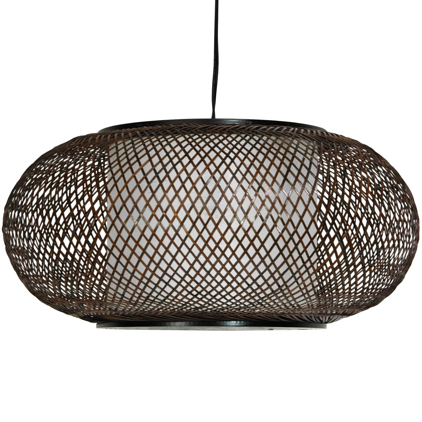 Red Lantern Walnut Kata Japanese Ceiling Lantern