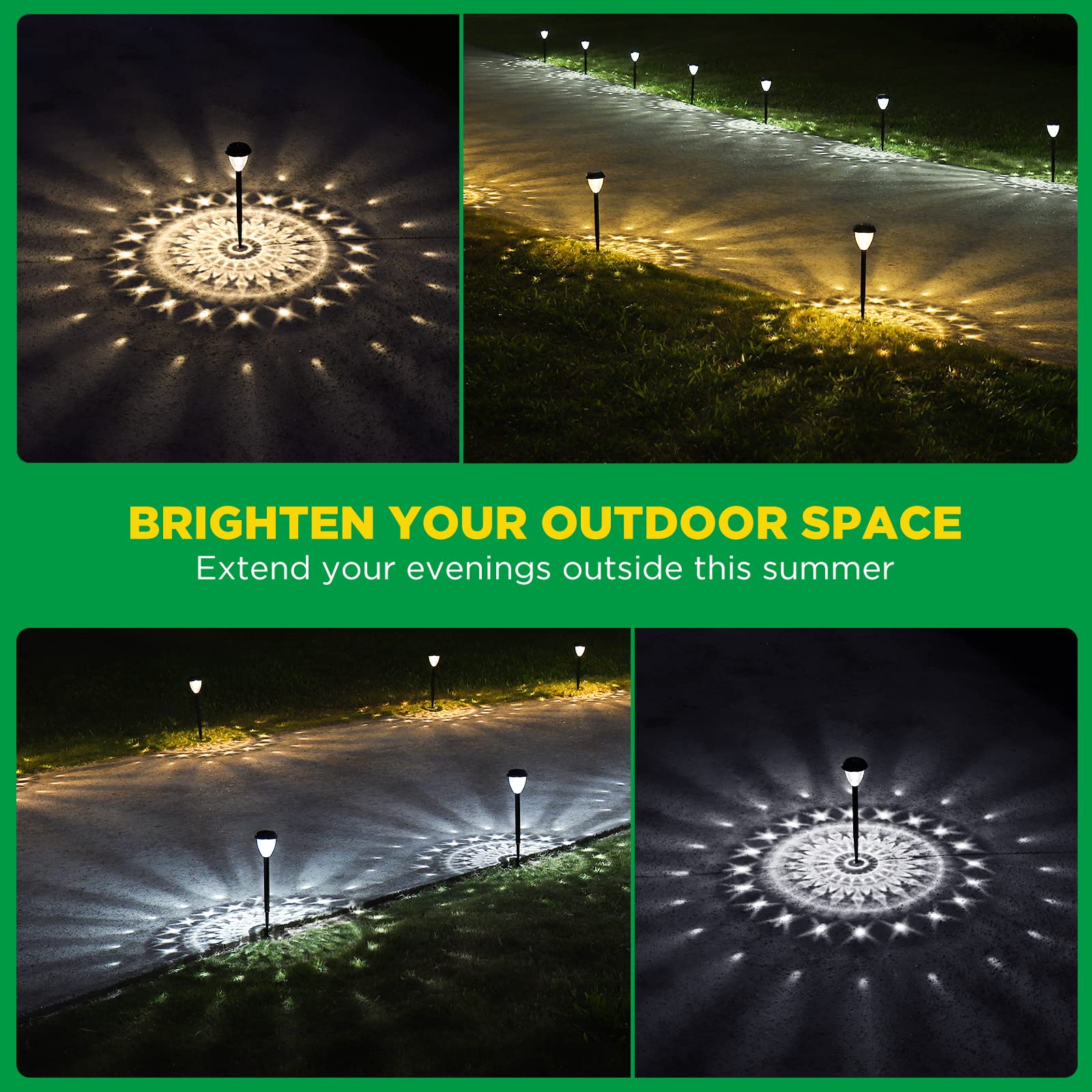 Urago Super Bright Solar Lights, Waterproof 10 Pack, Dusk To Dawn Up To 12 Hrs Solar Powered Outdoor Pathway Garden Lights Auto