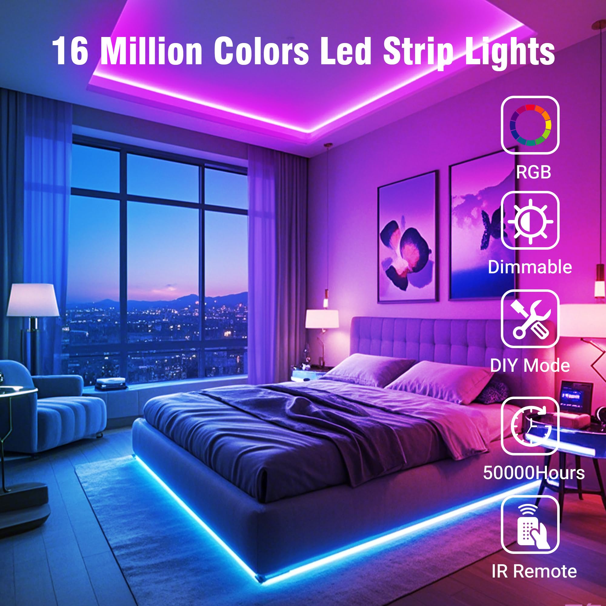 Volivo Led Strip Lights 130Ft 24V,Bluetooth Rgb App Controlled Led Light Strip Music Sync, Color Changing Lighting For Bedroom,