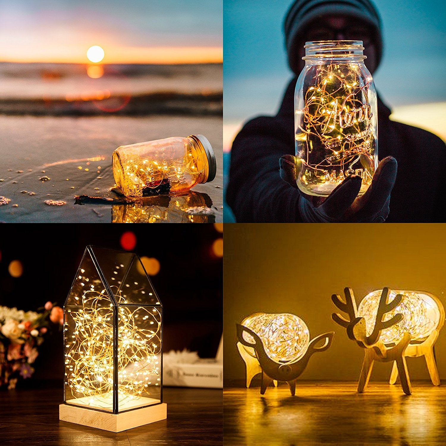 ANJAYLIA Fairy Lights, 10ft 30 LED Mini String Lights, Battery Operated, Warm White, 2 Pack, Copper Material