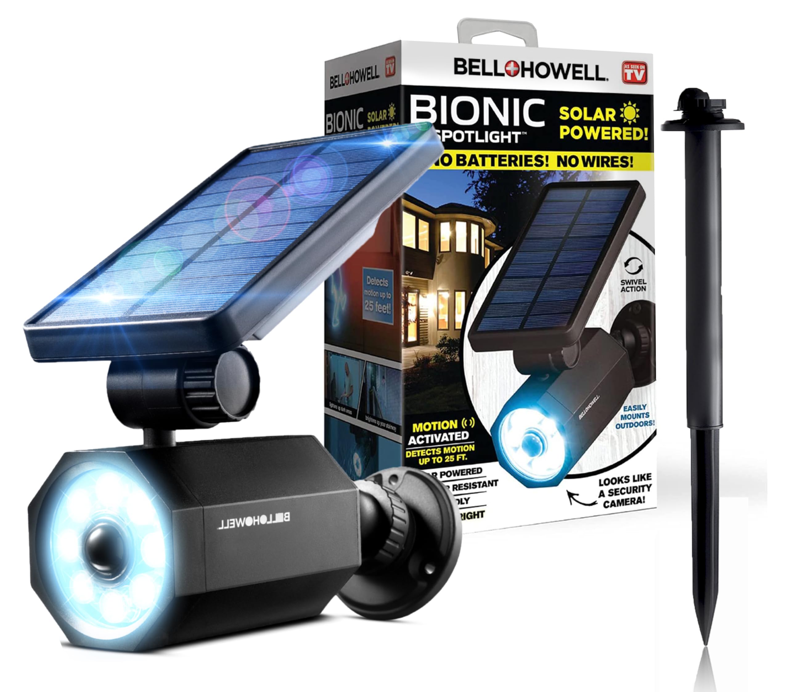 Bell+Howell Bionic Spotlight Motion Solar Spot Lights Outdoor Waterproof, Landscape Light, Outdoor Solar Yard Lighting Weather R