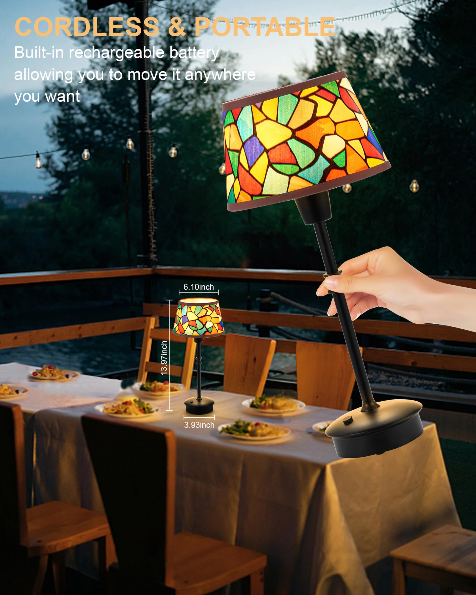 Cordless Table Lamp With Dimmer, Rechargeable 5200Mah Small Battery Operated Lamp, Touch Bedside Nightstand Light, Warm Accent A