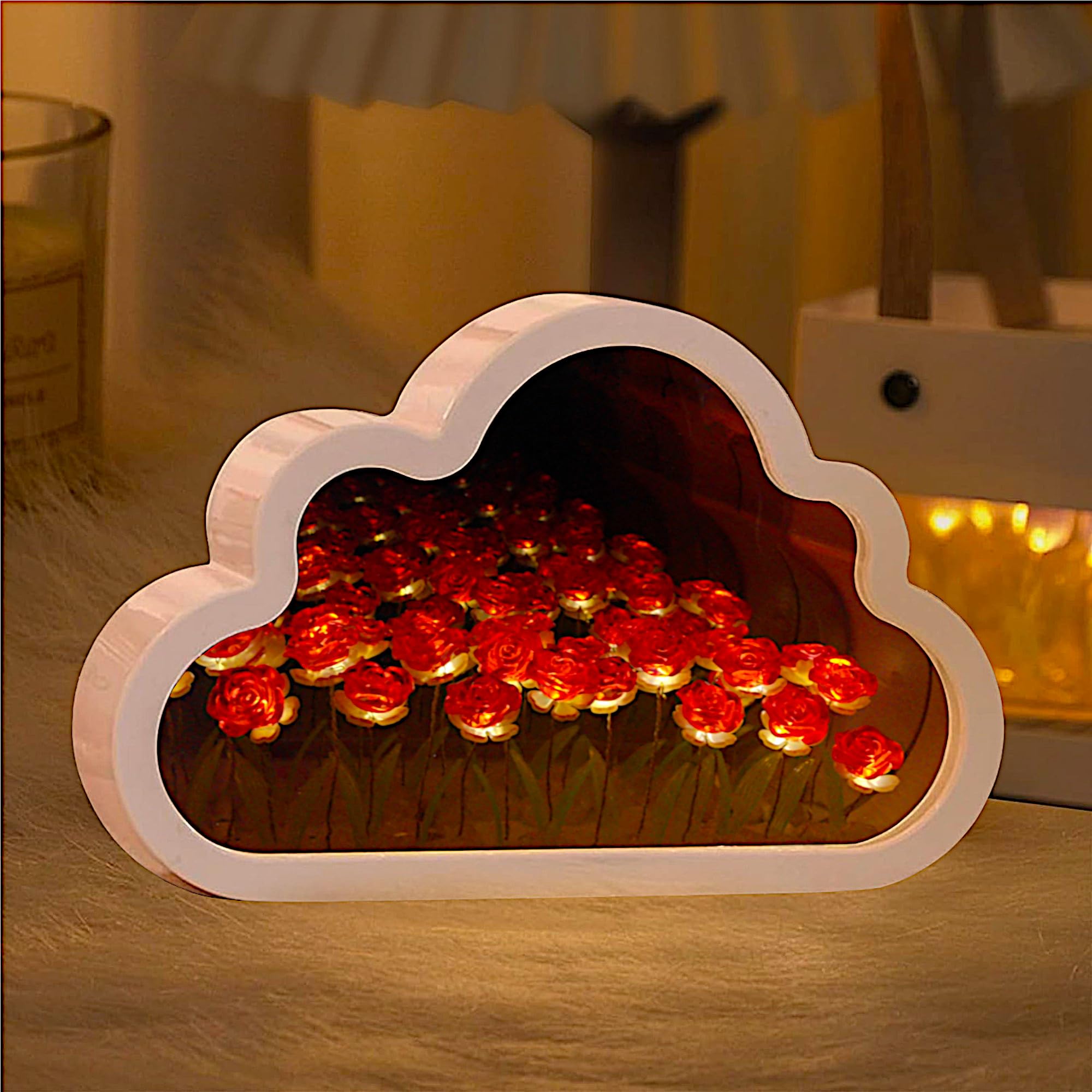 ALYMACK Tulip Lamp Infinity Mirror - Cloud Infinite Flower Lamps & Nursery Night Lights - Fully Assembled Tulips Night Light, AA